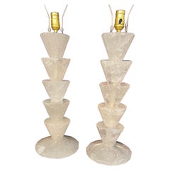 Fantastic Pair of Rock Crystal Lamps