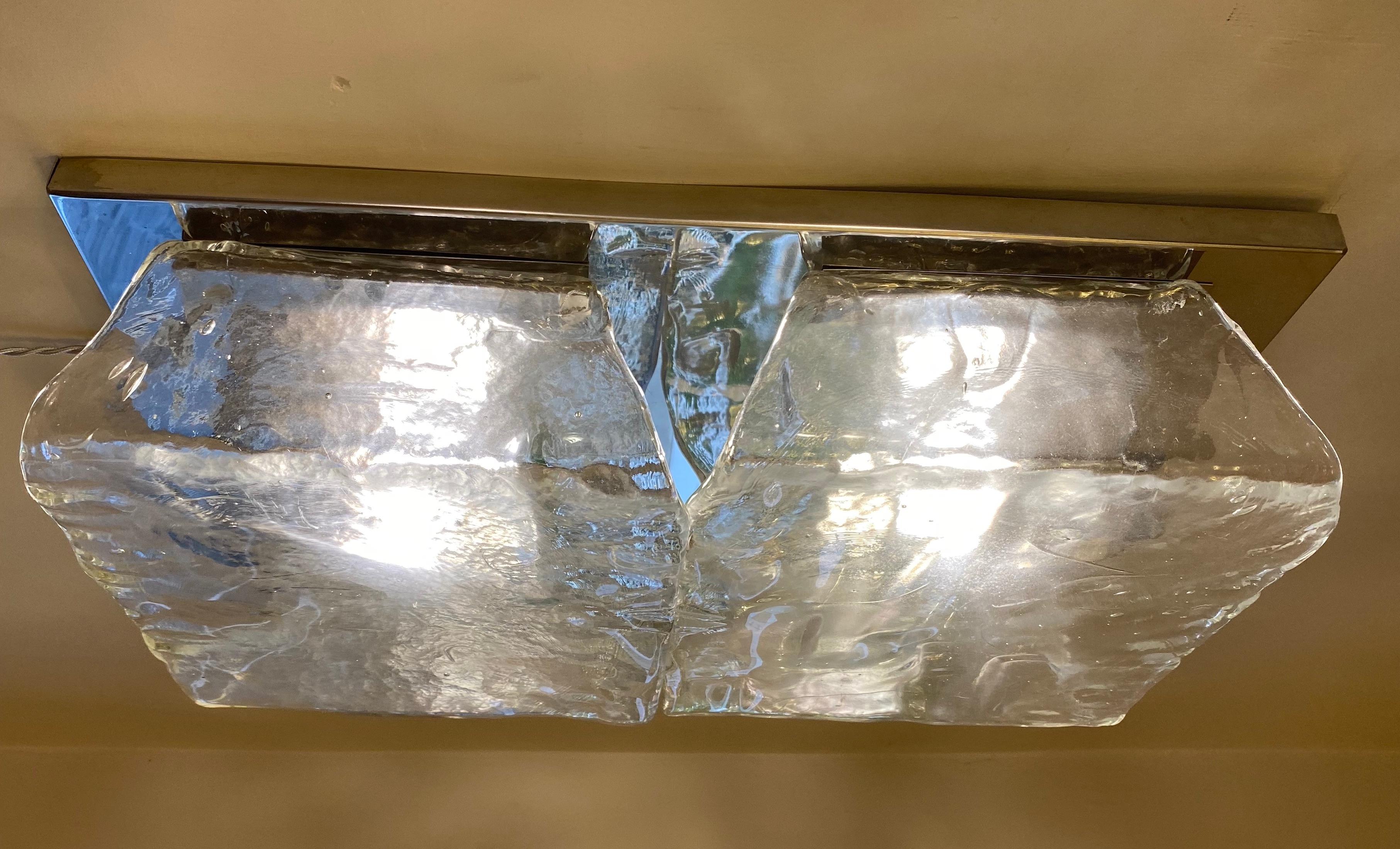 Fantástico par de apliques o lámparas de pared de Aureliano Toso Murano 1970 Vidrio soplado en venta