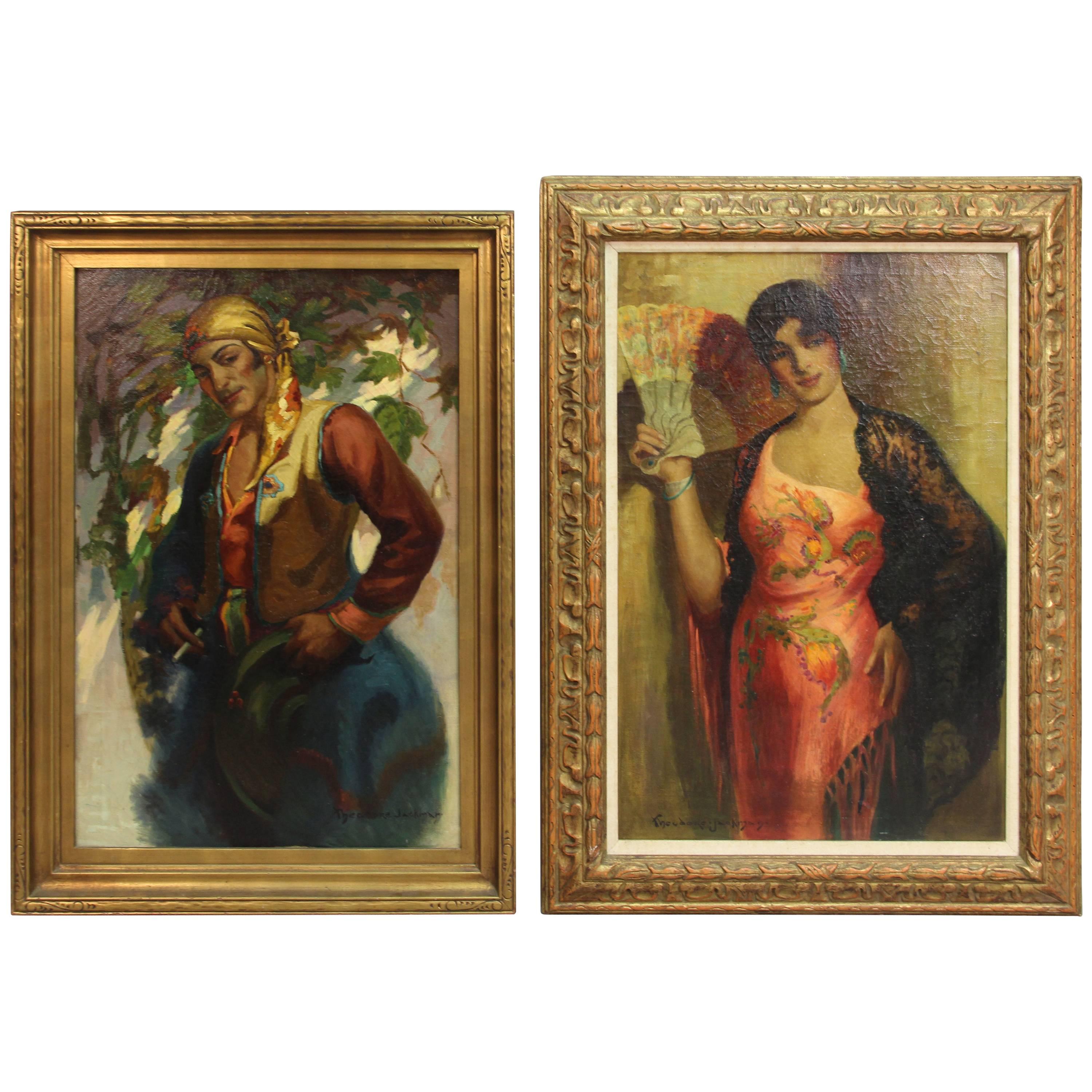 Fantastic Pair of Theodore Jackman Paintings For Sale