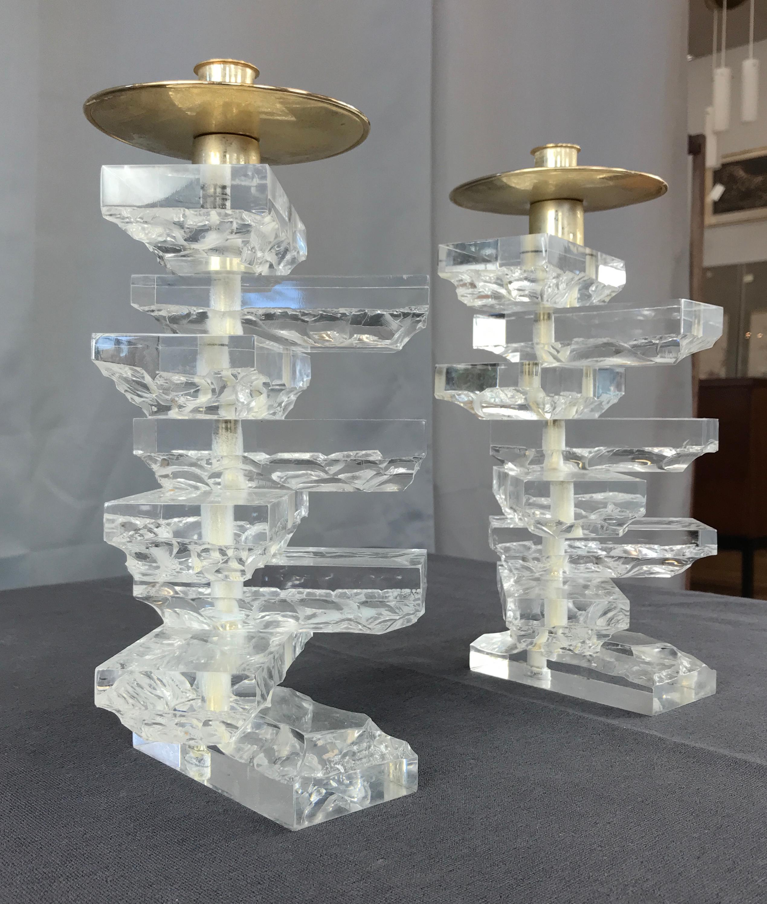 Fantastic Pair of Vintage Chunky Candleholders In Good Condition In San Francisco, CA