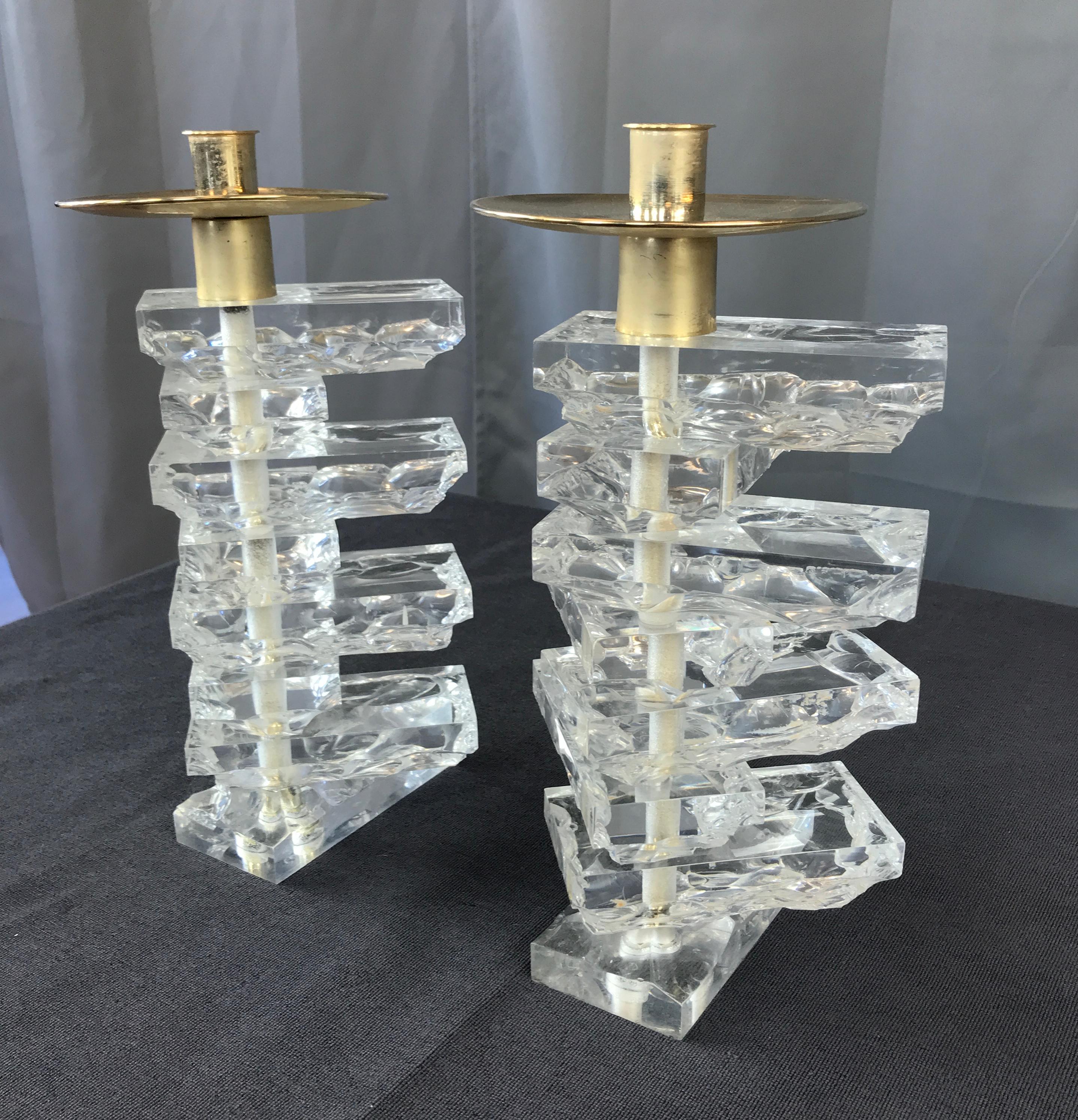 Late 20th Century Fantastic Pair of Vintage Chunky Candleholders