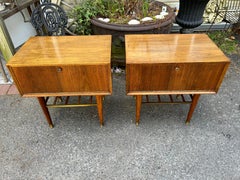 Fantastic Pair Paul McCobb style Walnut Brass Night Stands Mid-Century Modern