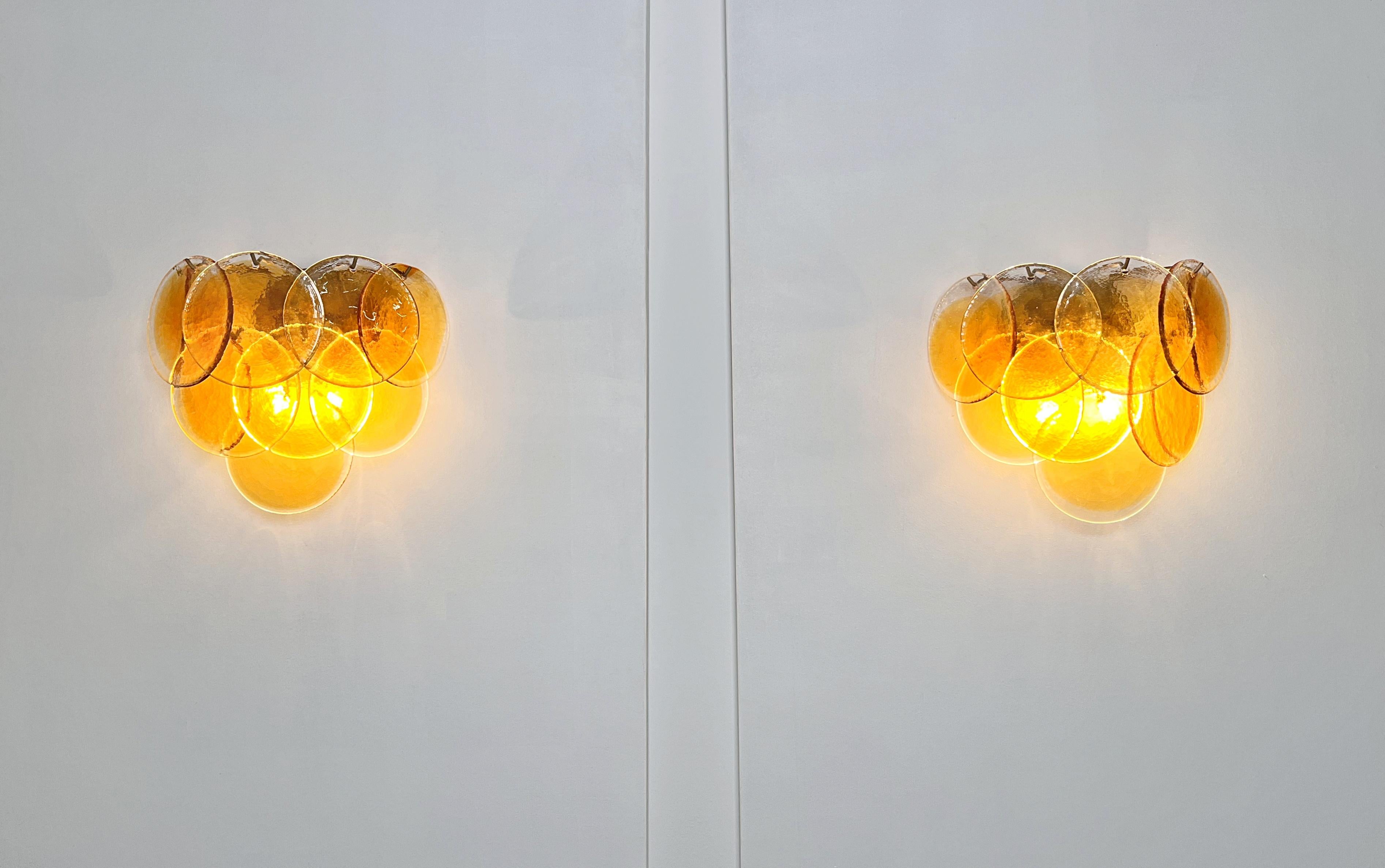 Fantastic pair sconces - 10 clear amber Murano Glasses im Angebot 4
