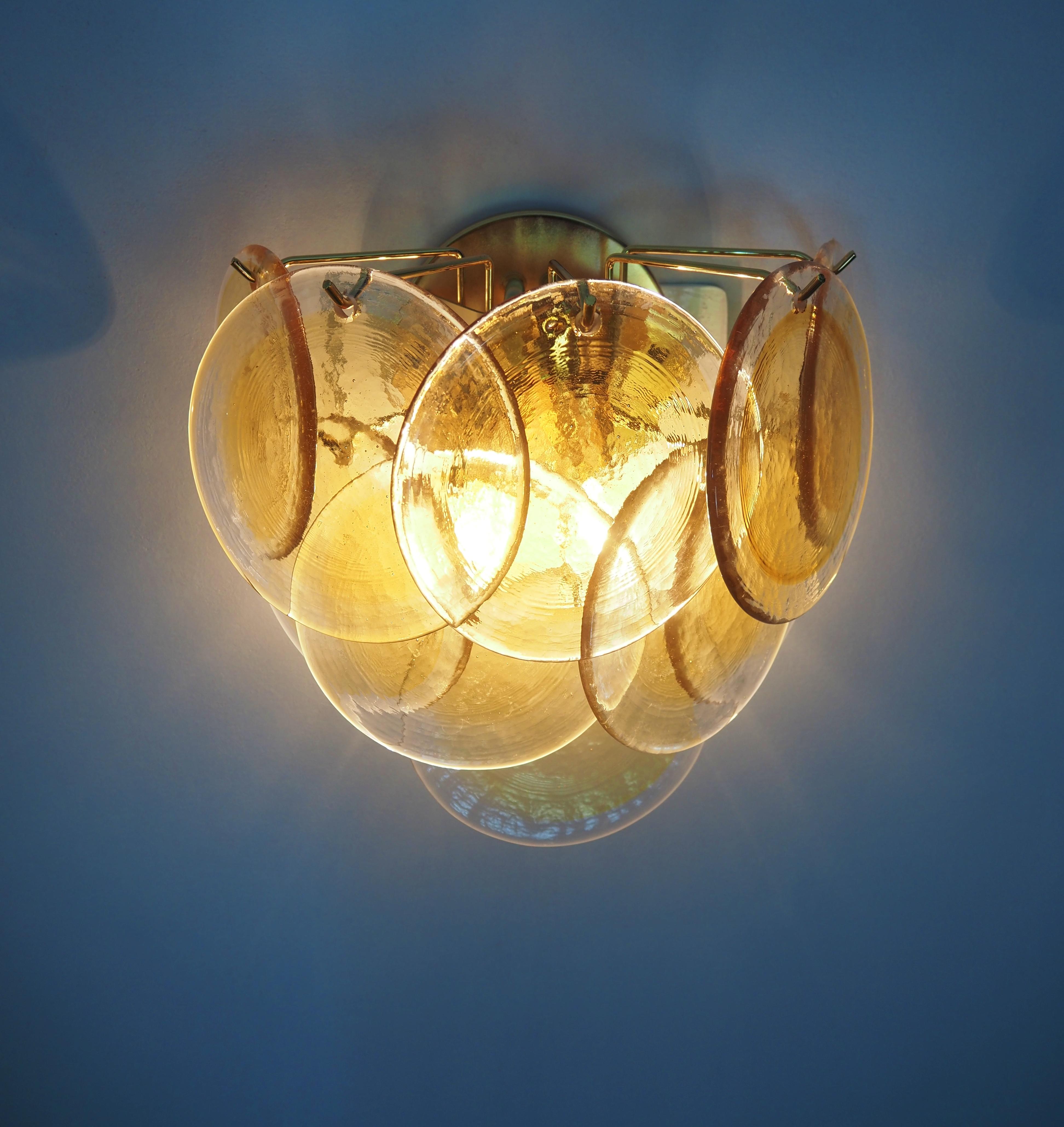 Fantastic pair sconces - 10 clear amber Murano Glasses For Sale 5
