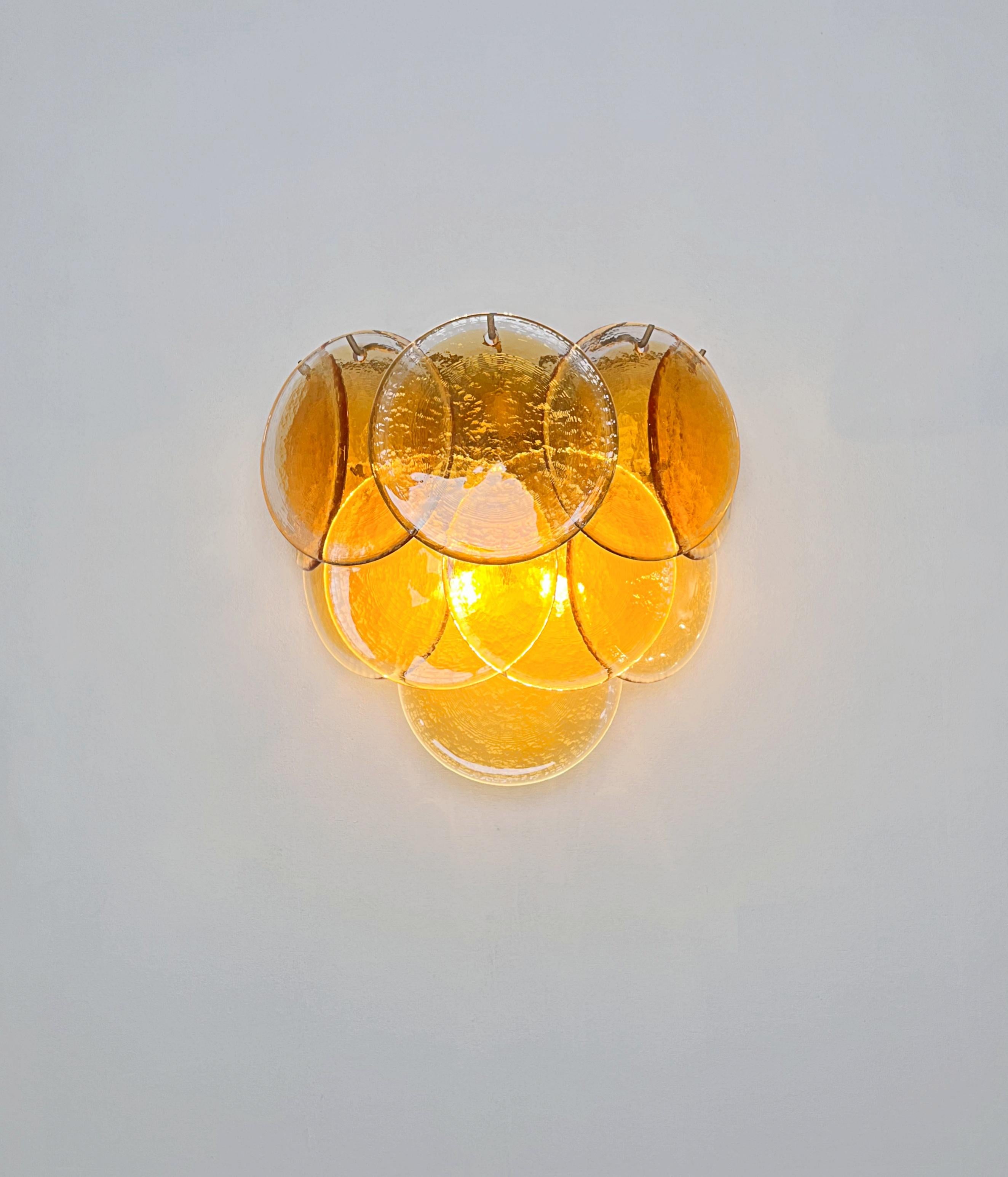 Fantastic pair sconces - 10 clear amber Murano Glasses im Angebot 6