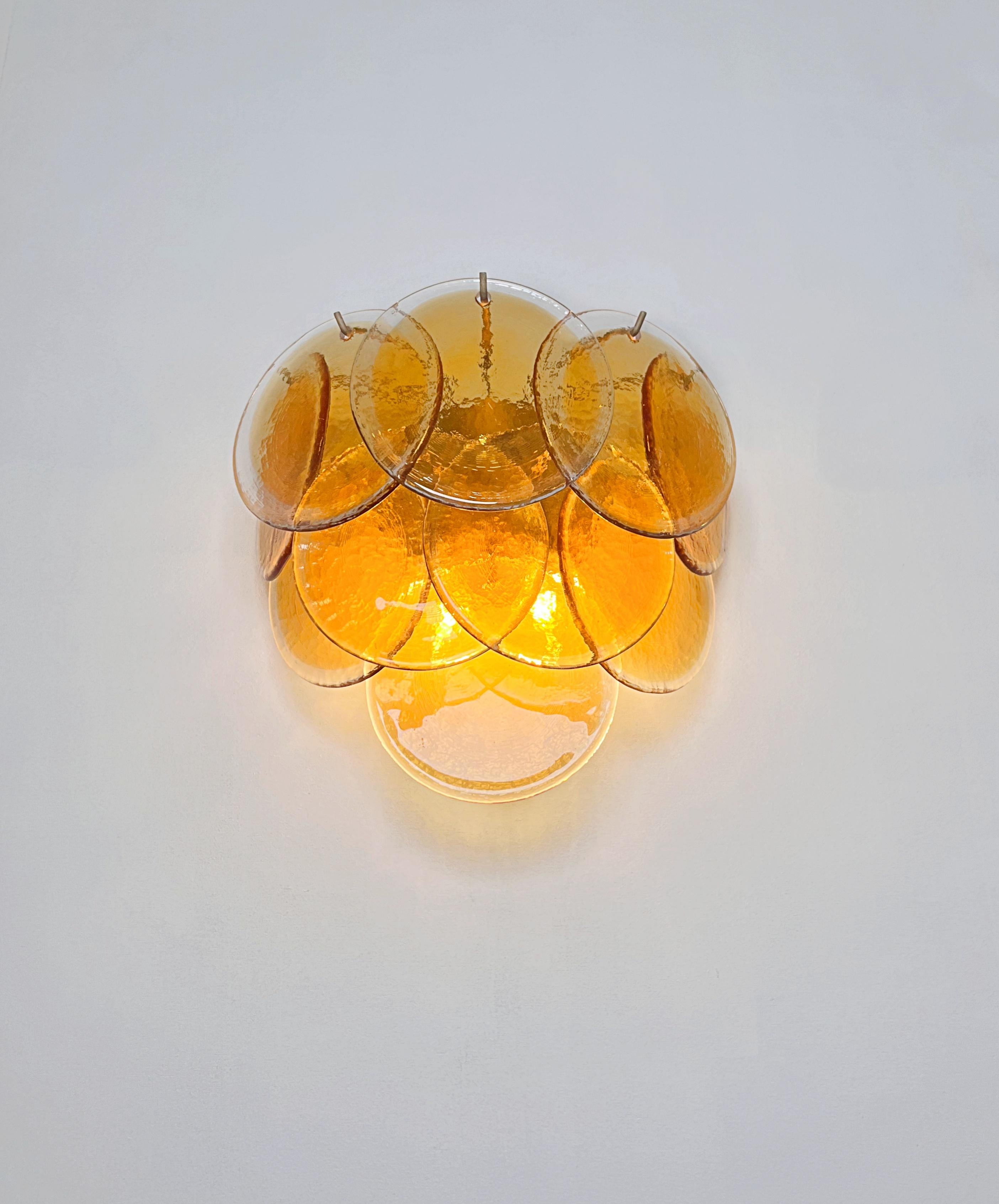 Fantastic pair sconces - 10 clear amber Murano Glasses im Angebot 7