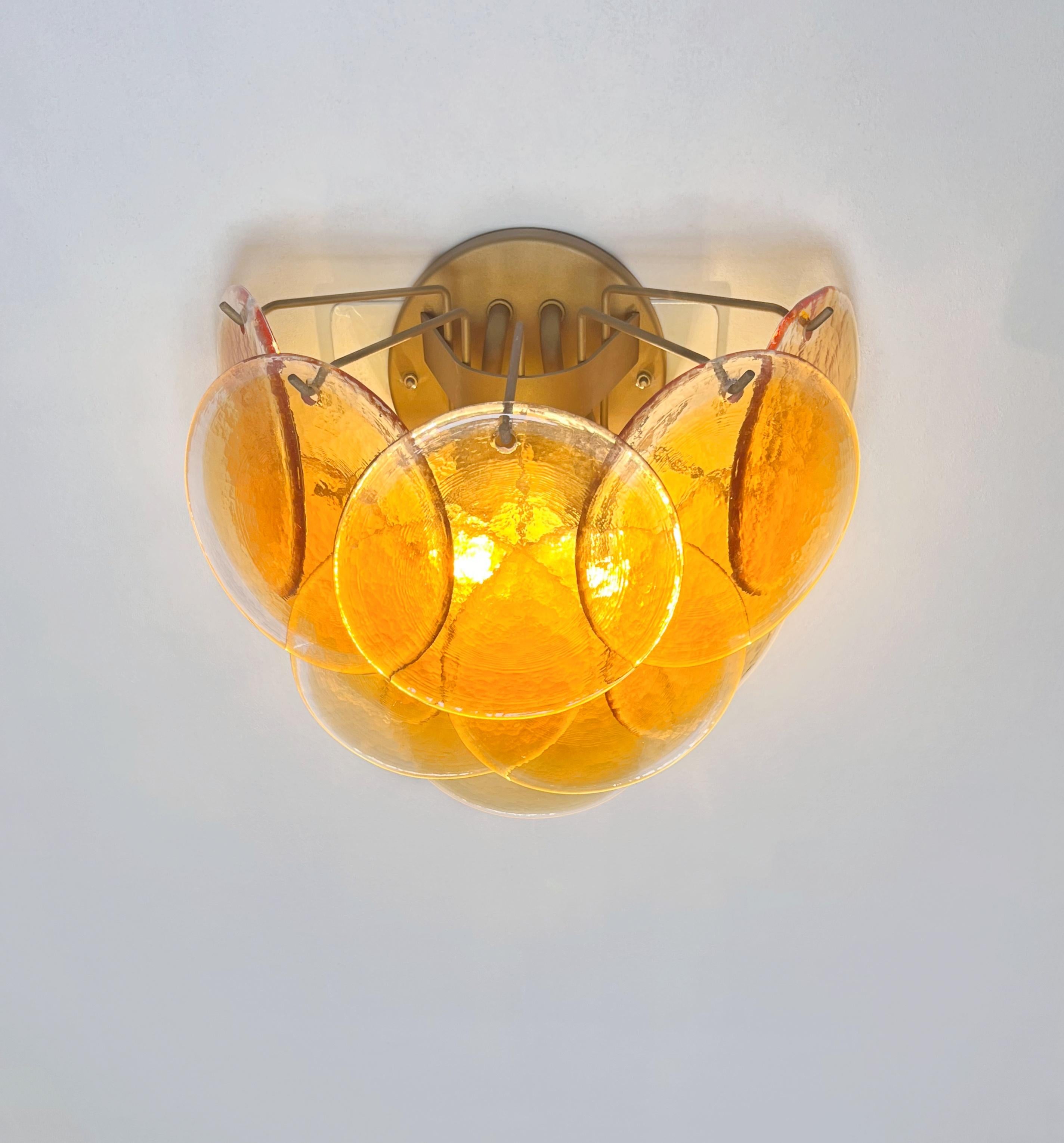 Fantastic pair sconces - 10 clear amber Murano Glasses im Angebot 9
