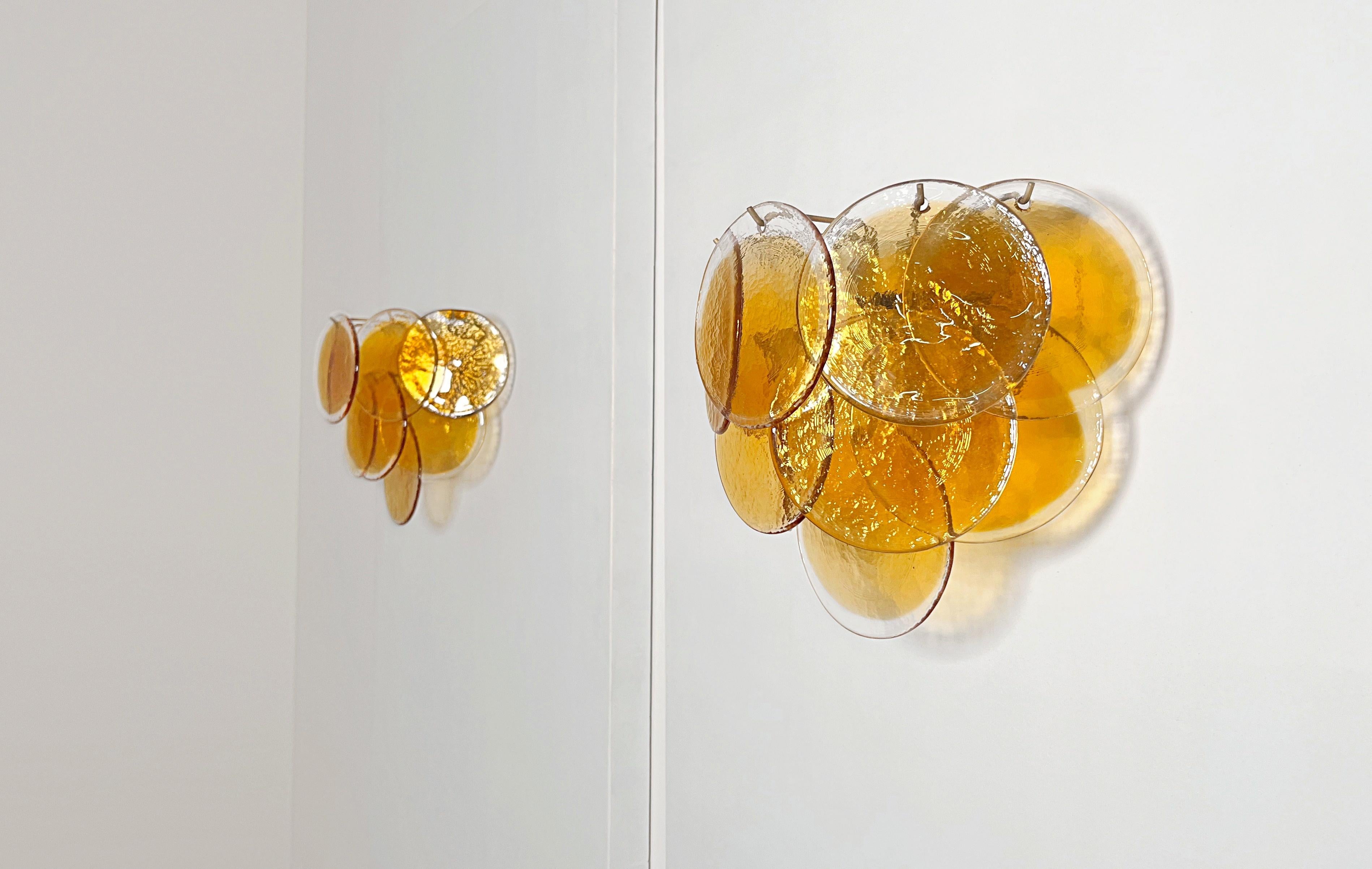 Fantastic pair sconces - 10 clear amber Murano Glasses (Verzinkt) im Angebot