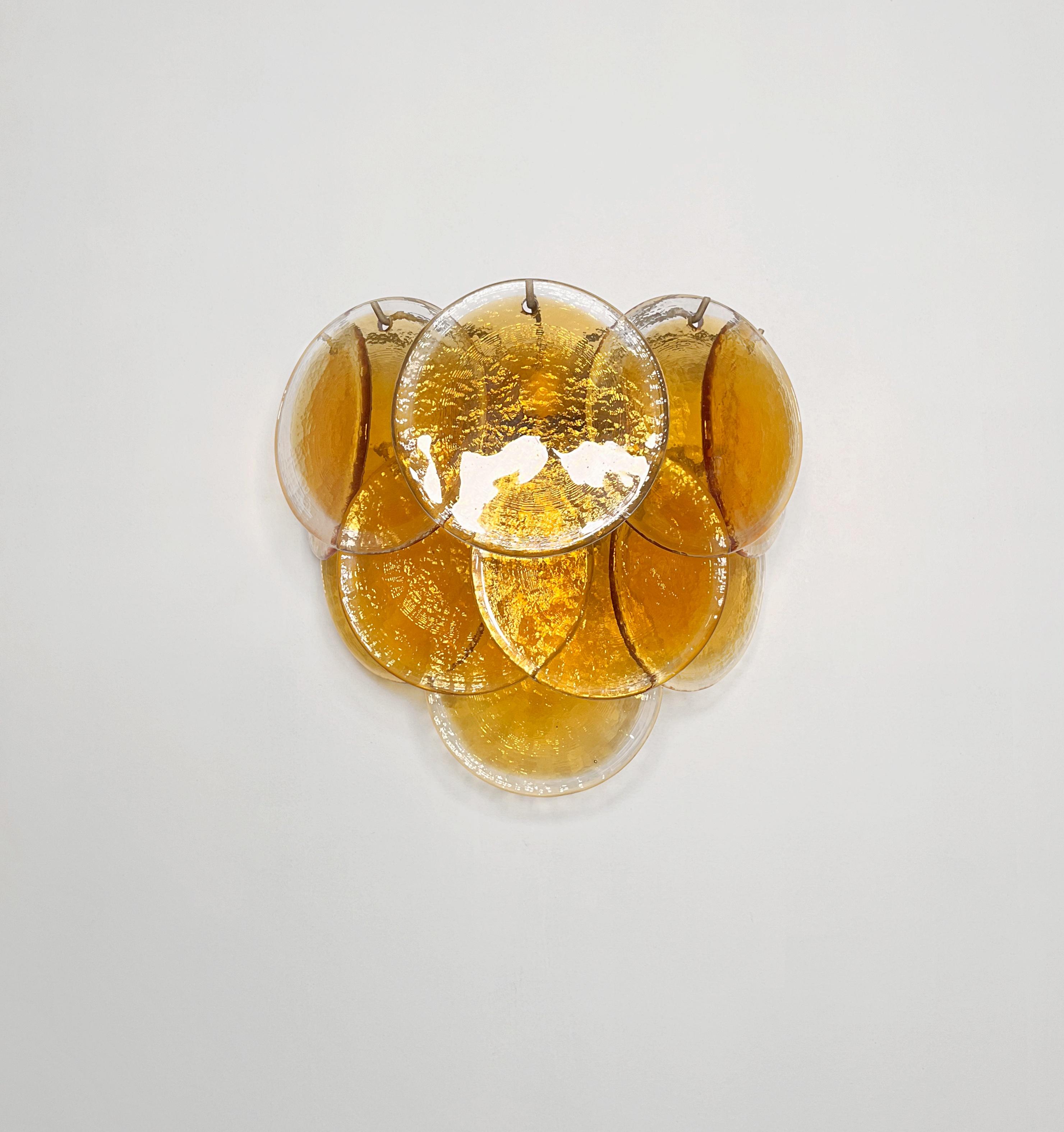 Fantastic pair sconces - 10 clear amber Murano Glasses im Zustand „Gut“ im Angebot in Gaiarine Frazione Francenigo (TV), IT