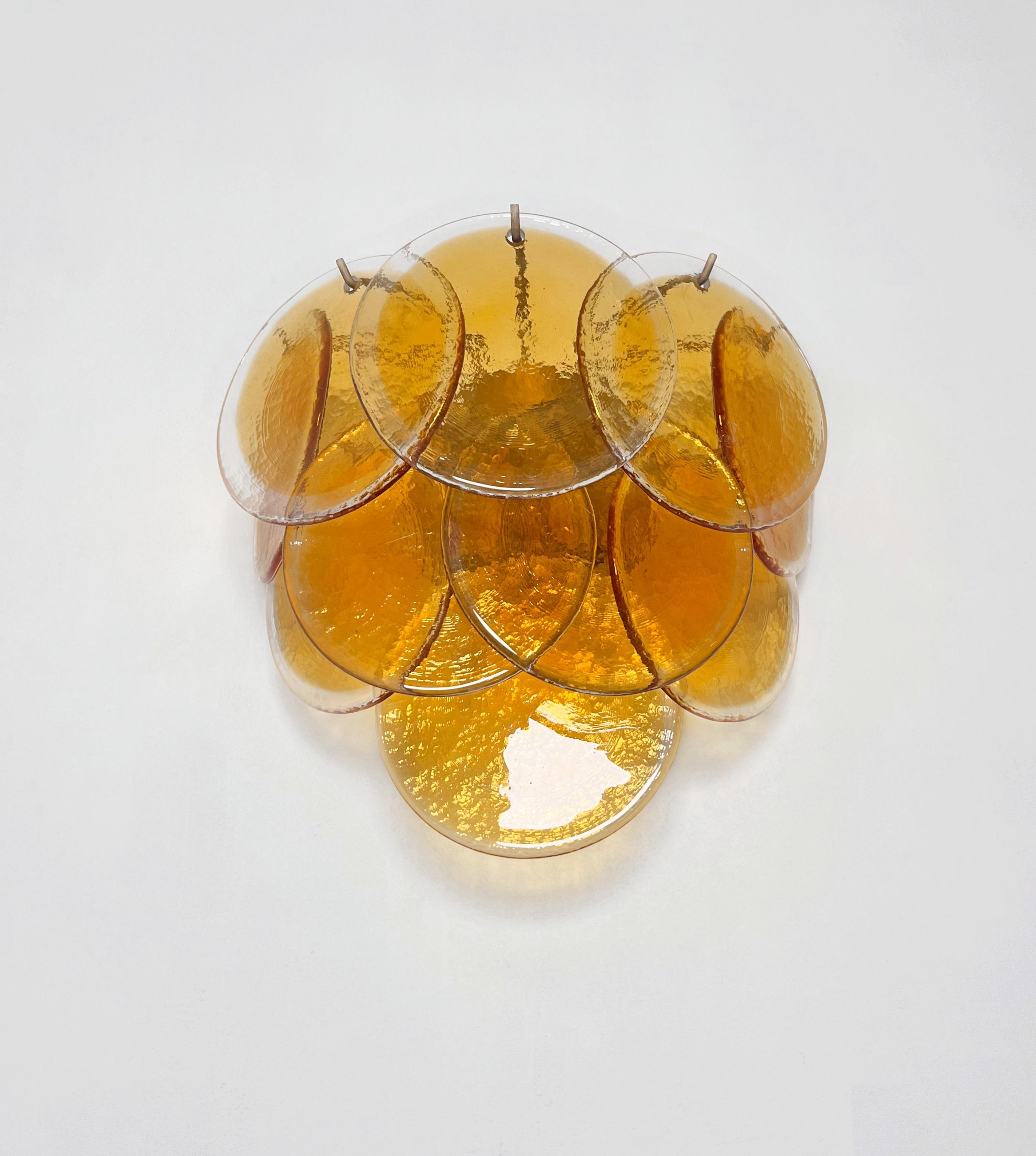 Fantastic pair sconces - 10 clear amber Murano Glasses (20th Century) im Angebot