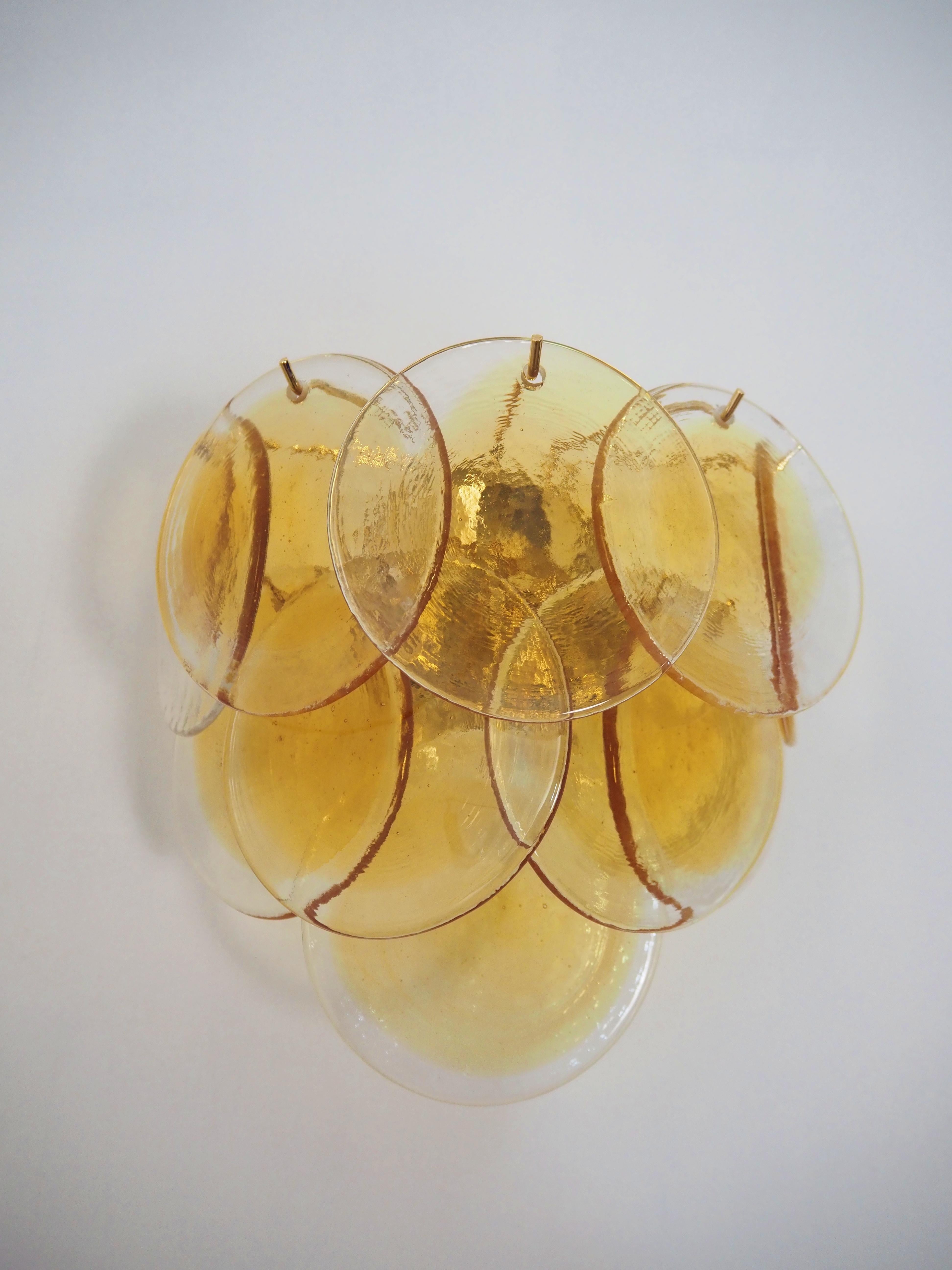 Art Glass Fantastic pair sconces - 10 clear amber Murano Glasses For Sale