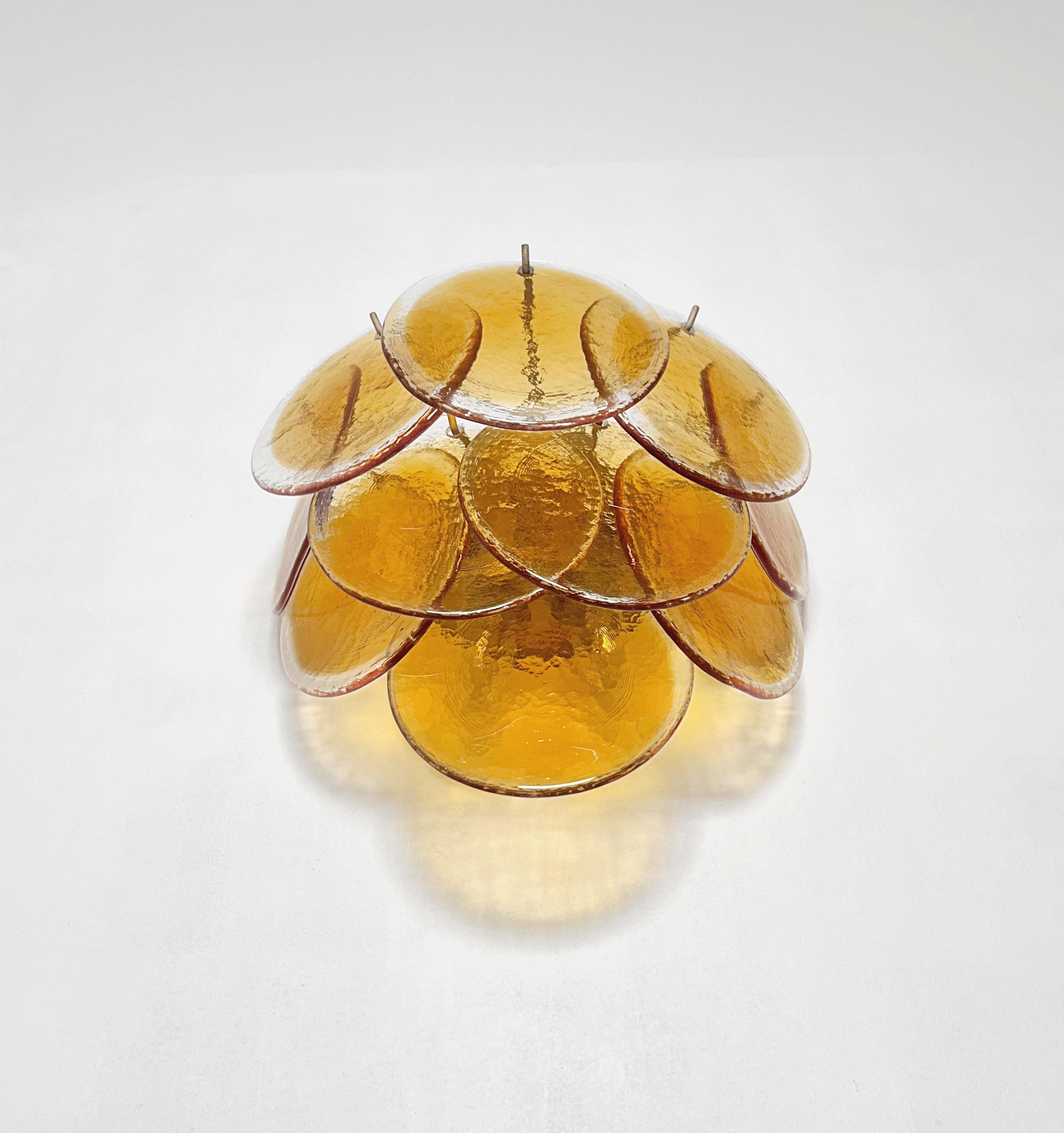 Fantastic pair sconces - 10 clear amber Murano Glasses (Glaskunst) im Angebot