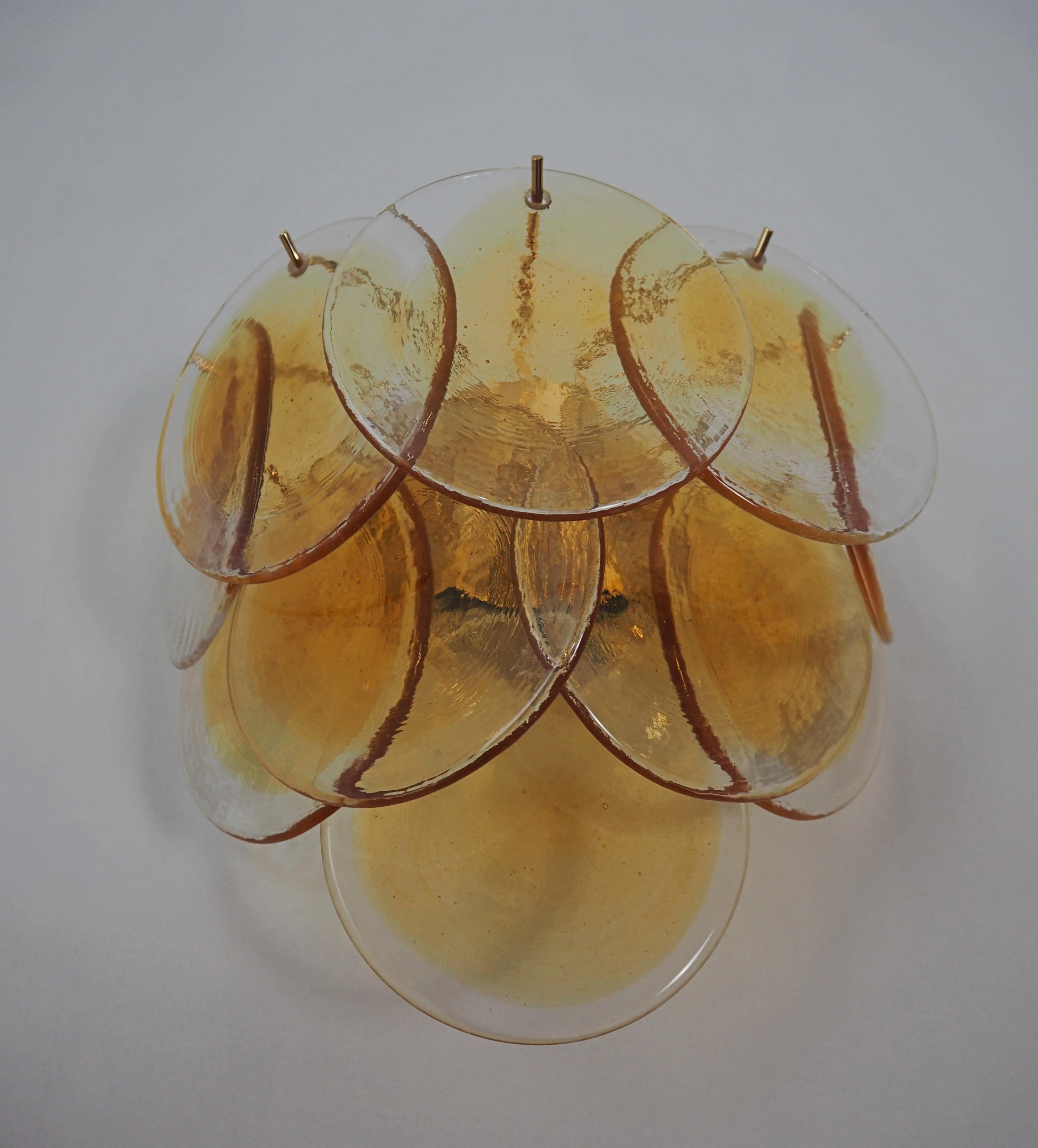 Fantastic pair sconces - 10 clear amber Murano Glasses For Sale 1