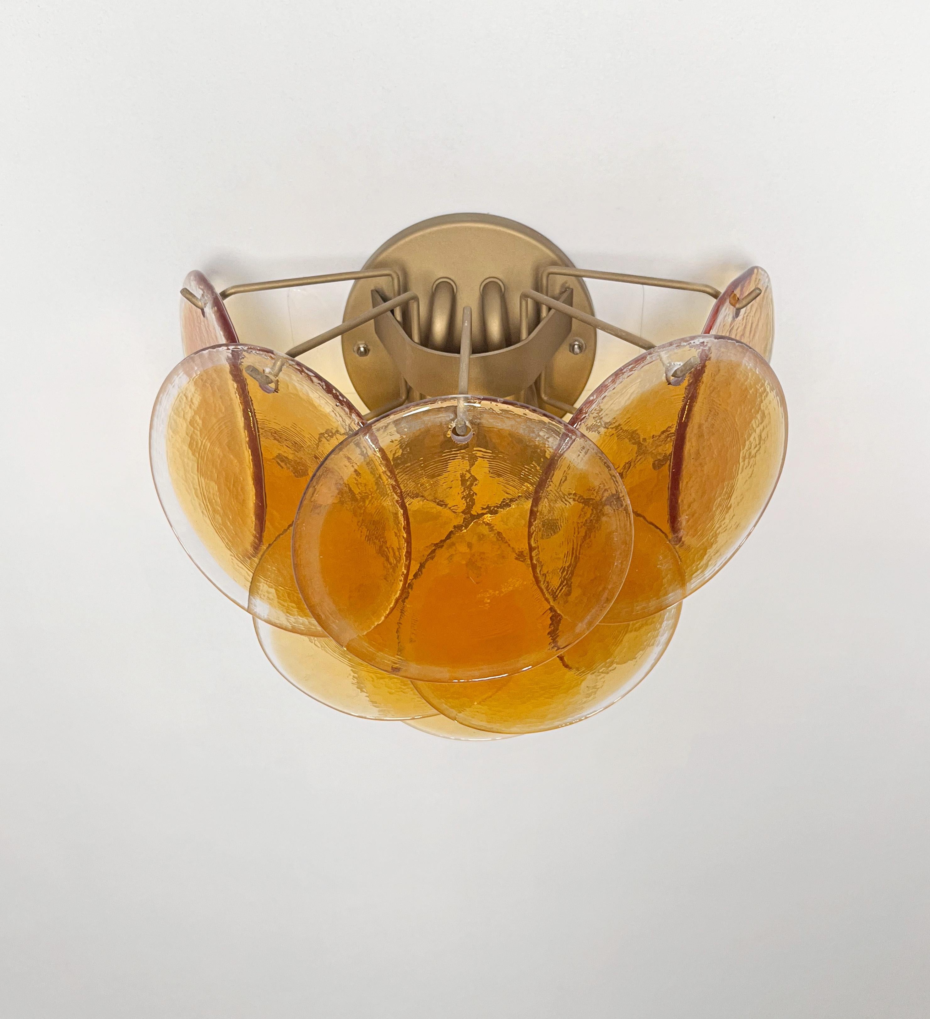 Fantastic pair sconces - 10 clear amber Murano Glasses im Angebot 1