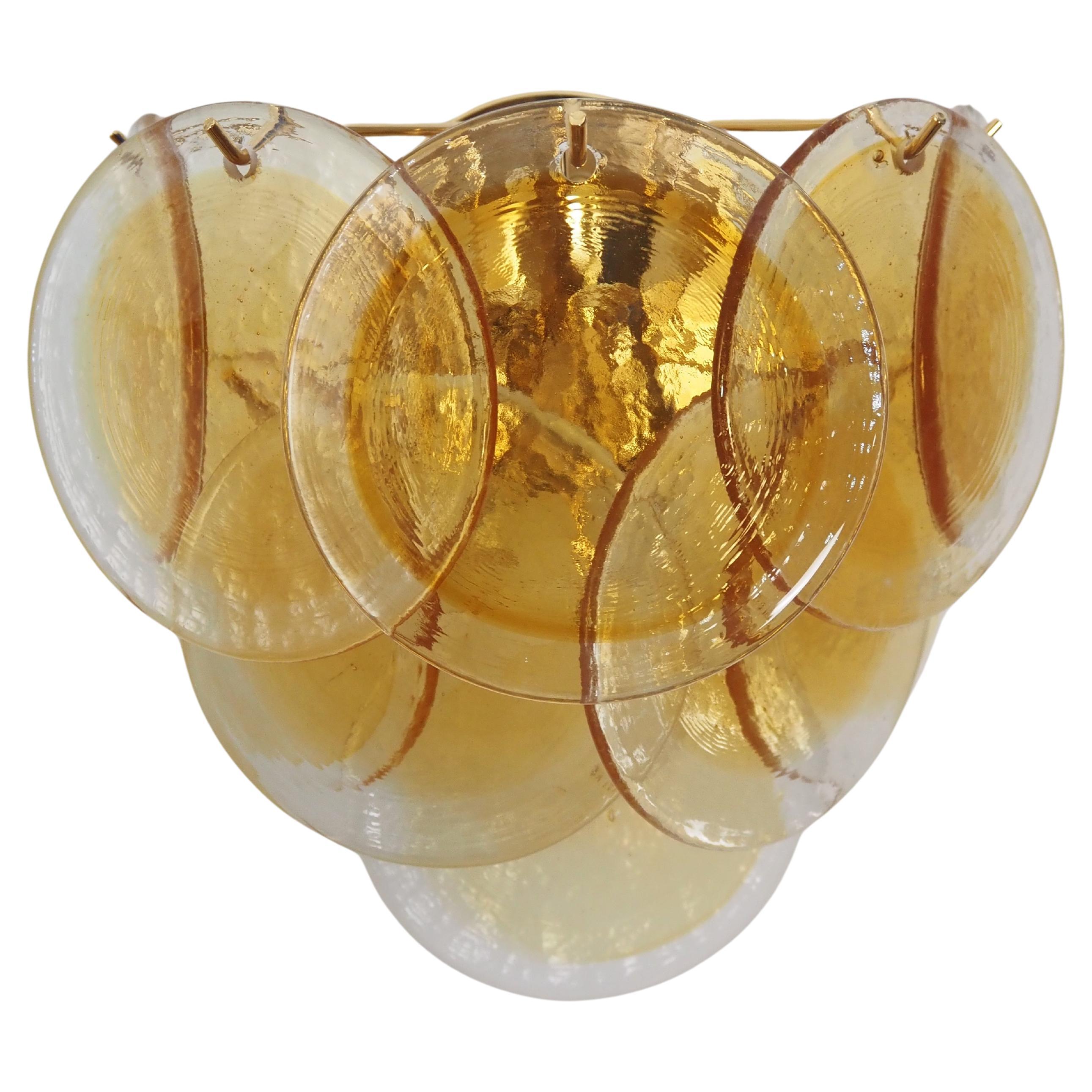 Fantastique paire d'appliques - 10 verres de Murano ambre clair