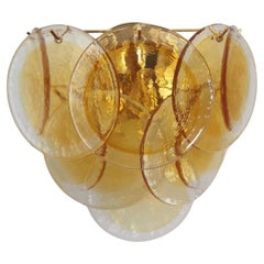 Fantastique paire d'appliques - 10 verres de Murano ambre clair