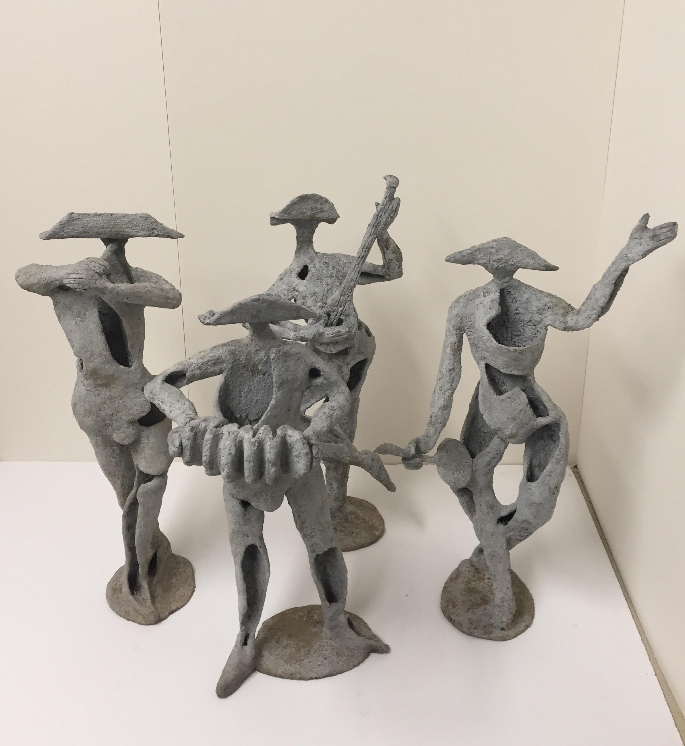 Fantastic Picassoesque Sculpture Set of Band of Troubadours In Excellent Condition In Hopewell, NJ