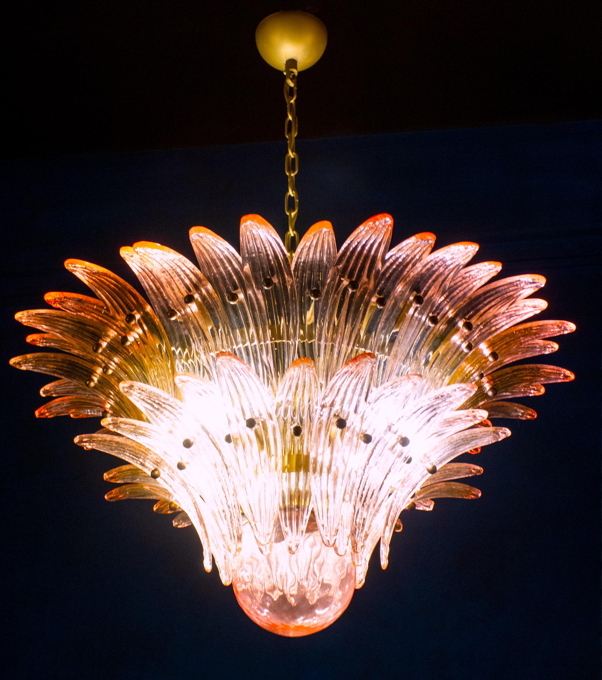 Fantastic Pink Murano Palmette Chandelier For Sale 1