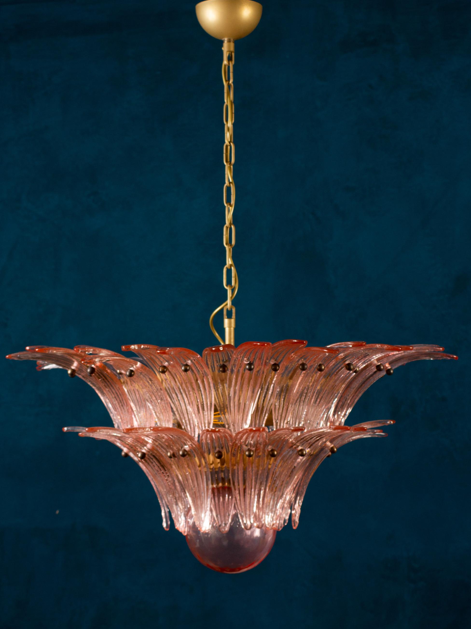 Fantastischer rosa Murano Palmette Kronleuchter im Angebot 5