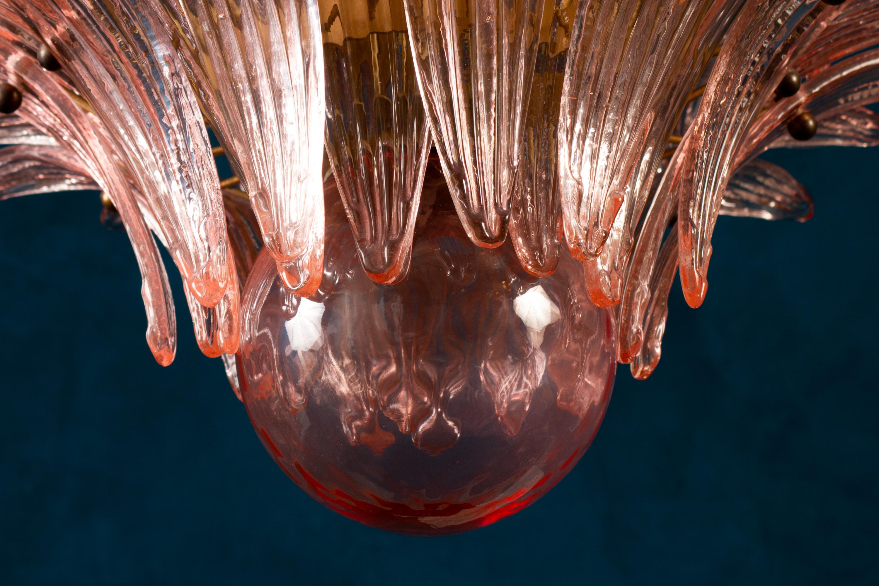 Fantastic Pink Murano Palmette Chandelier For Sale 3
