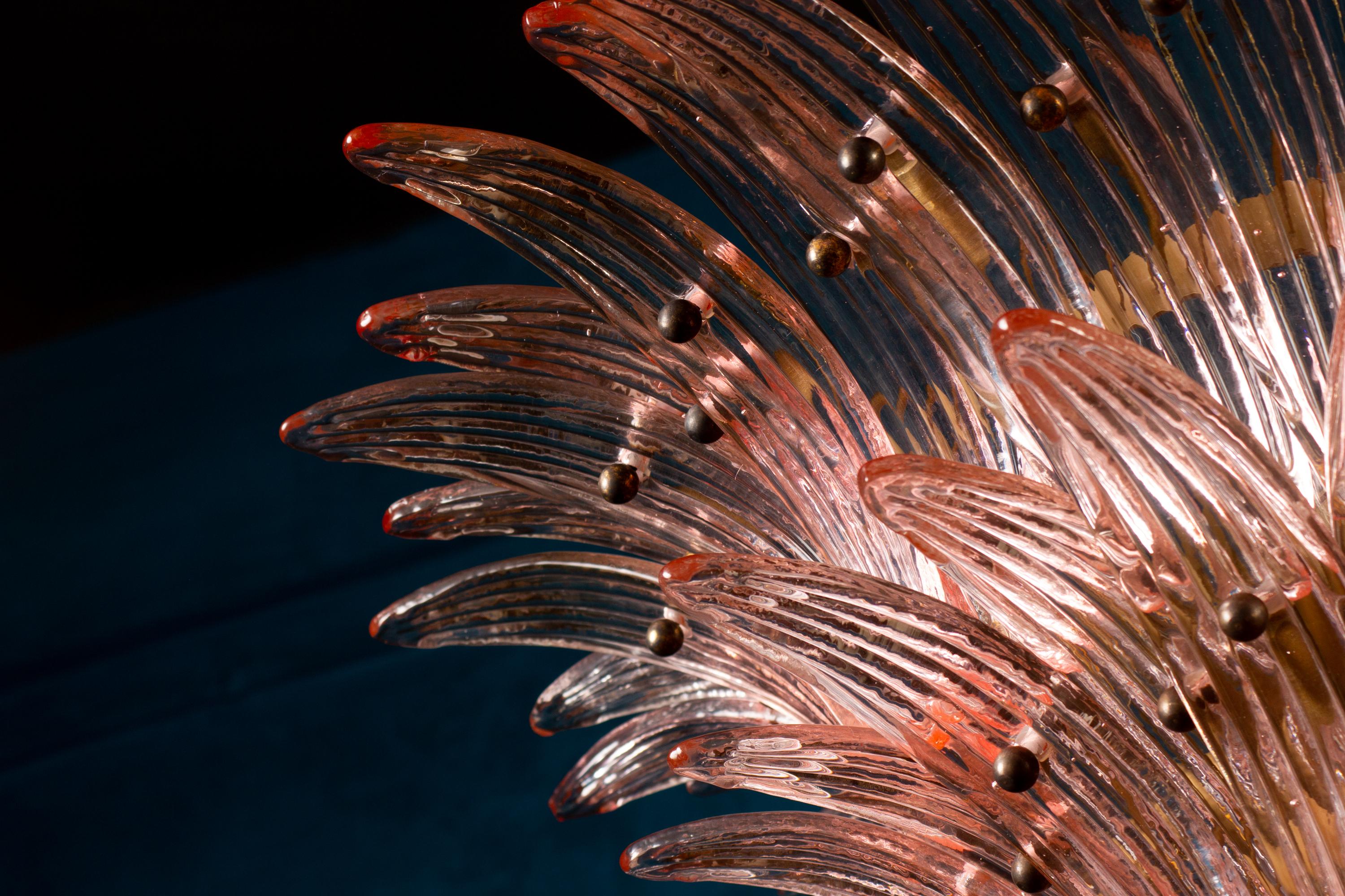 Fantastic Pink Murano Palmette Chandelier For Sale 4