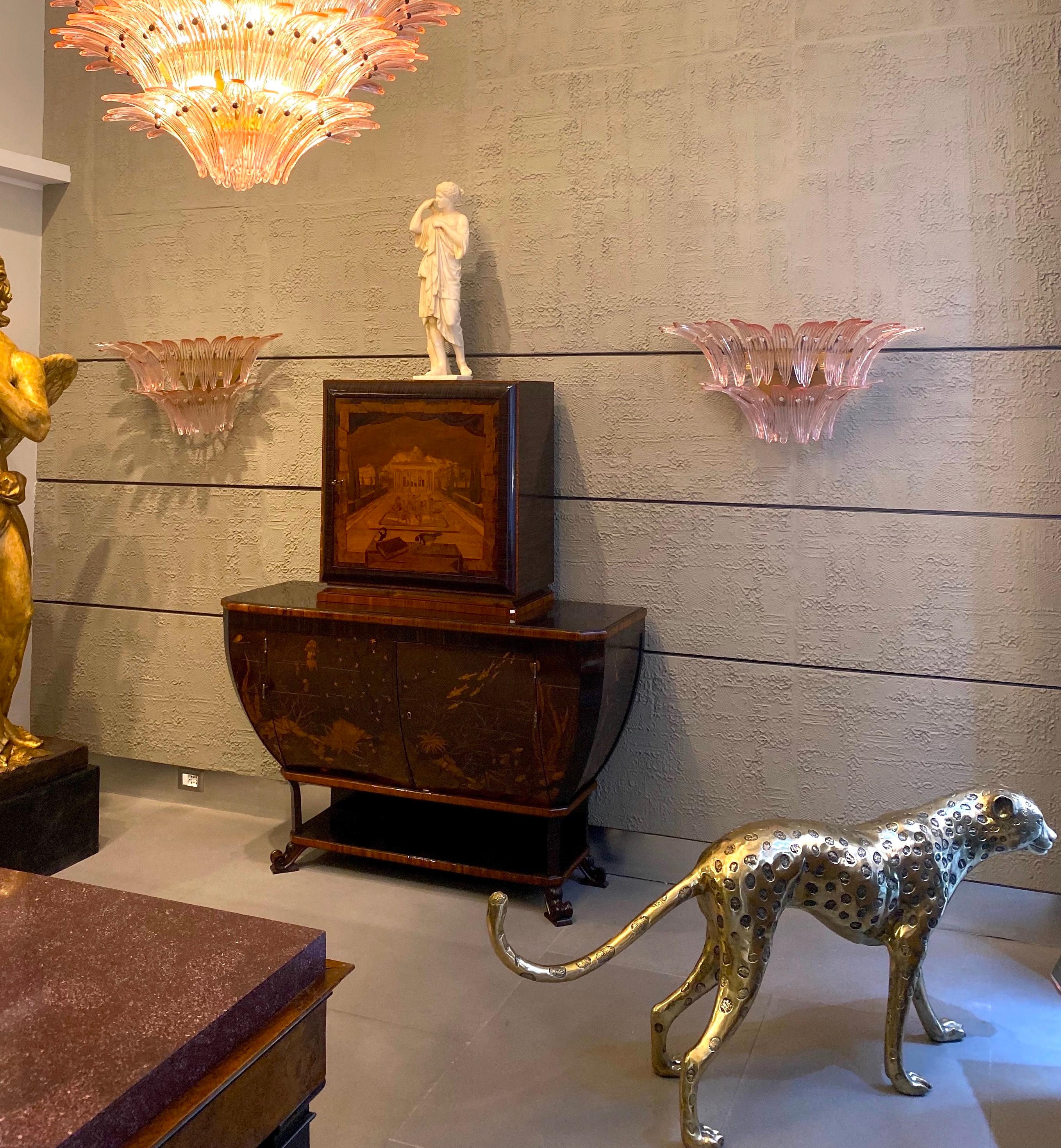 Fantástico candelabro rosa de palmeta de Murano en venta 7