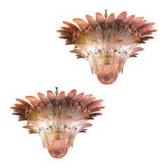 Fantastico lampadario a palmette di Murano rosa