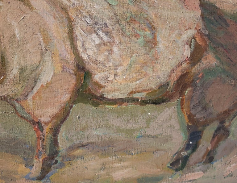 Fantastic Potbelly Pig Oil Painting For Sale 1