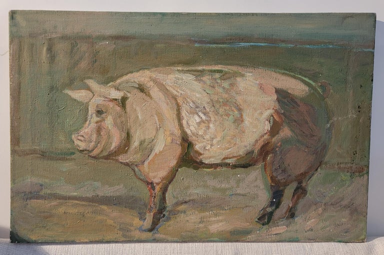 Fantastic Potbelly Pig Oil Painting For Sale