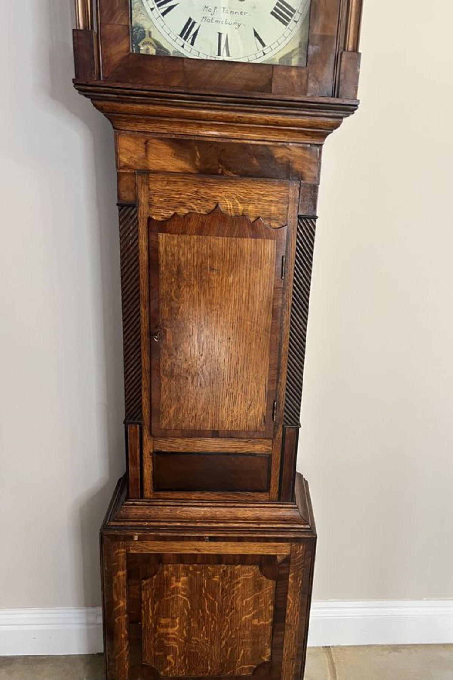 Fantastic quality 18th century oak and mahogany long case clock  In Good Condition For Sale In Ipswich, GB