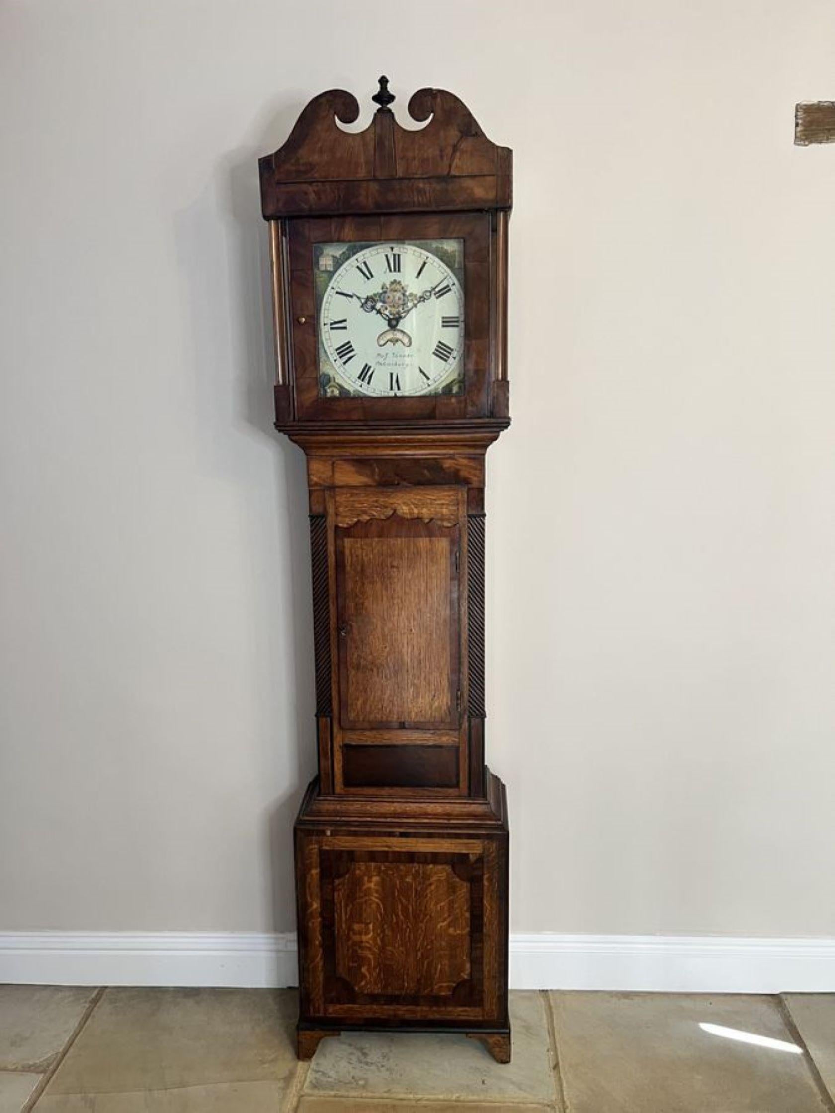 Fantastische Qualität 18. Jahrhundert Eiche und Mahagoni Langgehäuse Uhr  (19. Jahrhundert) im Angebot