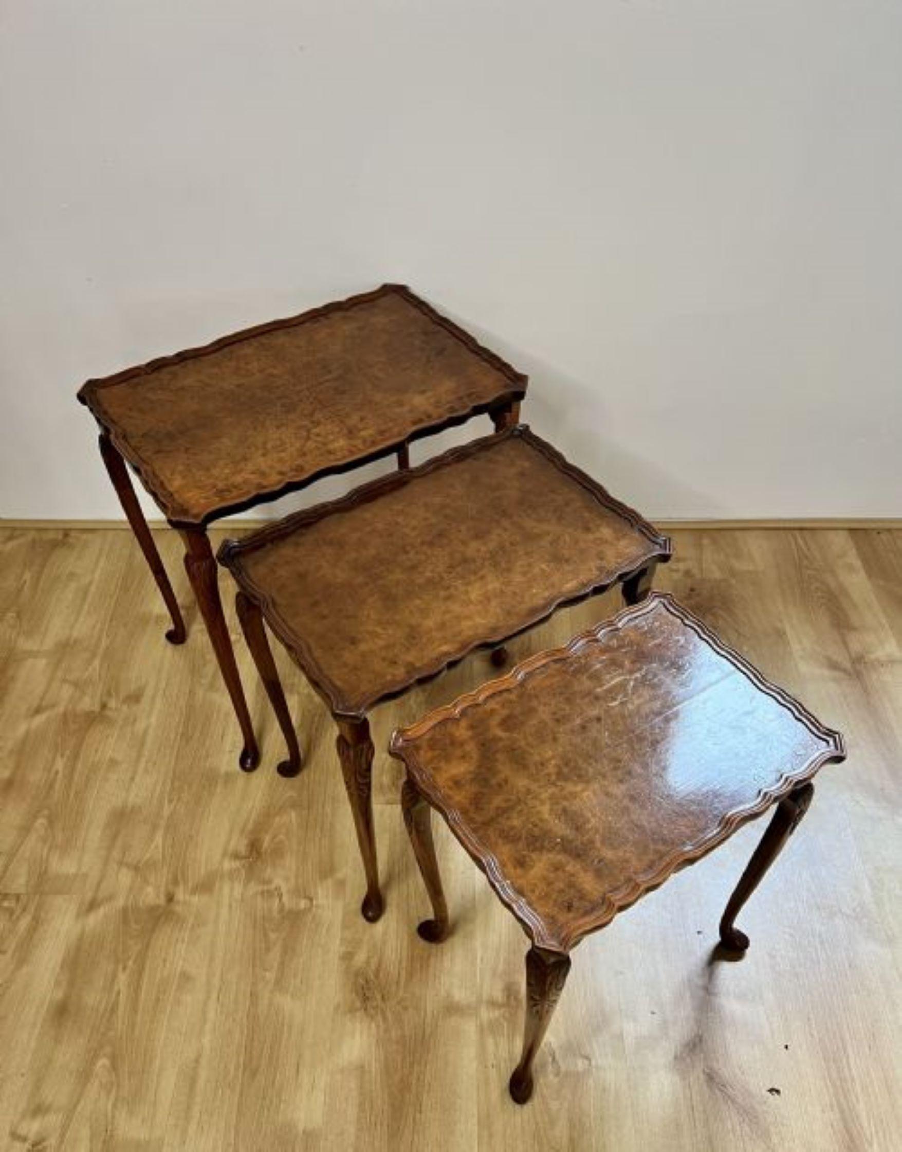 Fantastic quality antique burr walnut nest of tables  For Sale 5