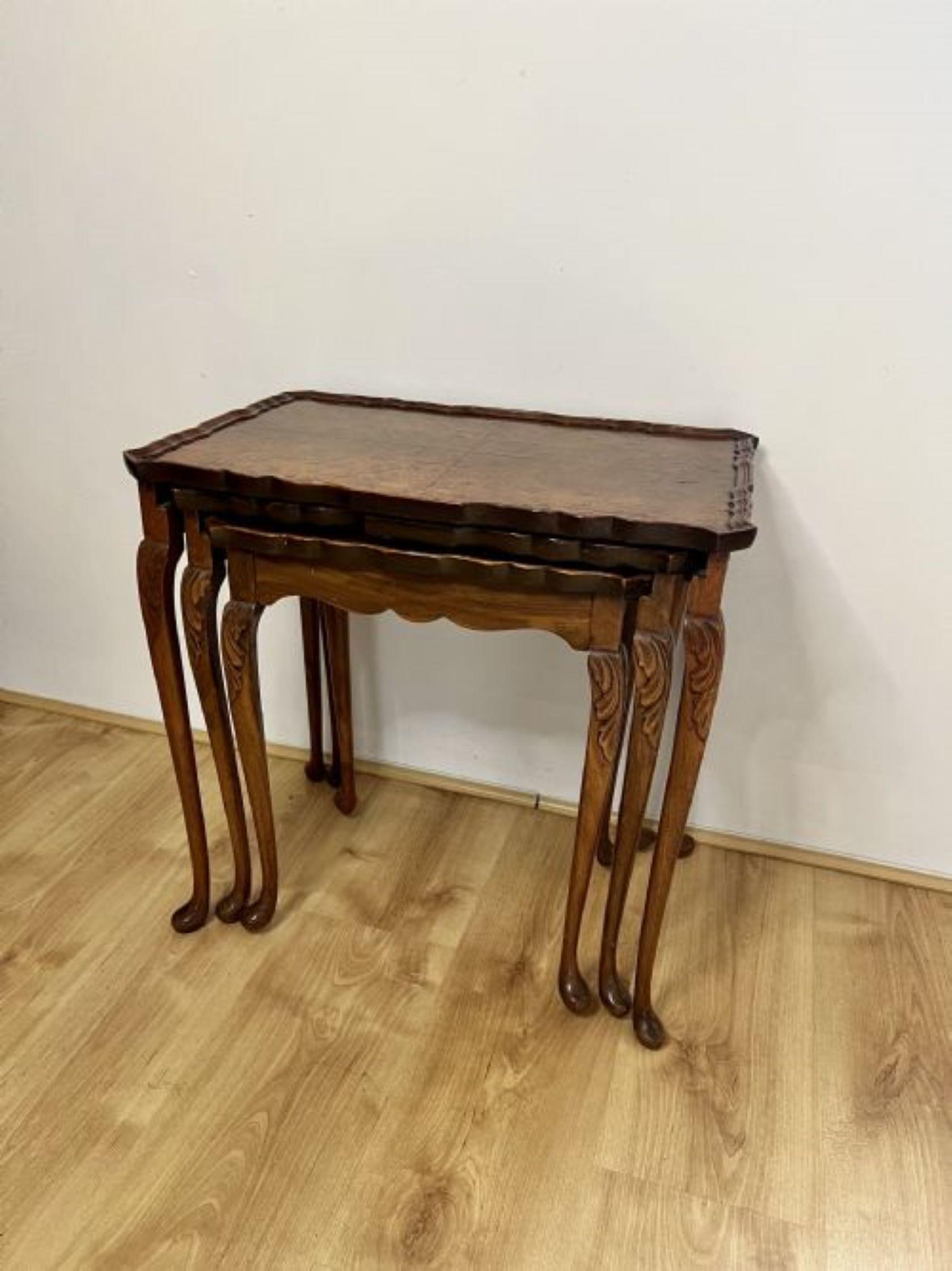 20th Century Fantastic quality antique burr walnut nest of tables  For Sale