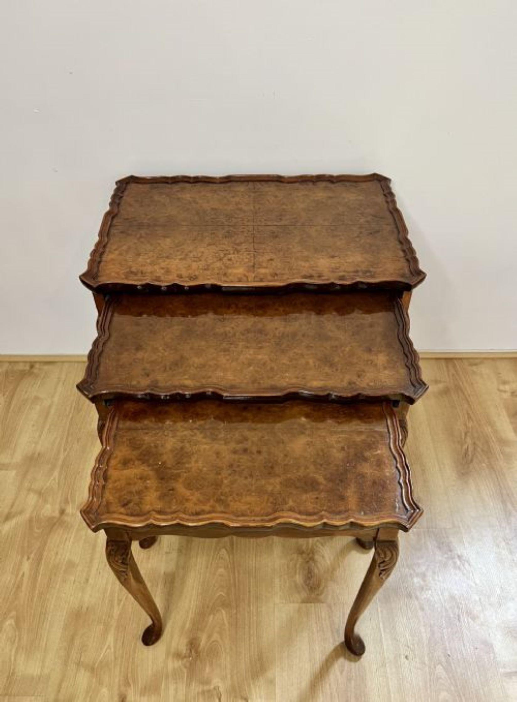 Fantastic quality antique burr walnut nest of tables  For Sale 1