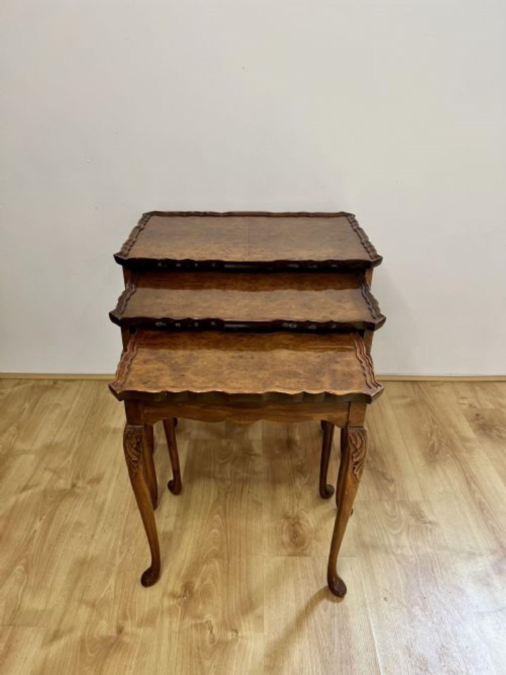 Fantastic quality antique burr walnut nest of tables For Sale 2