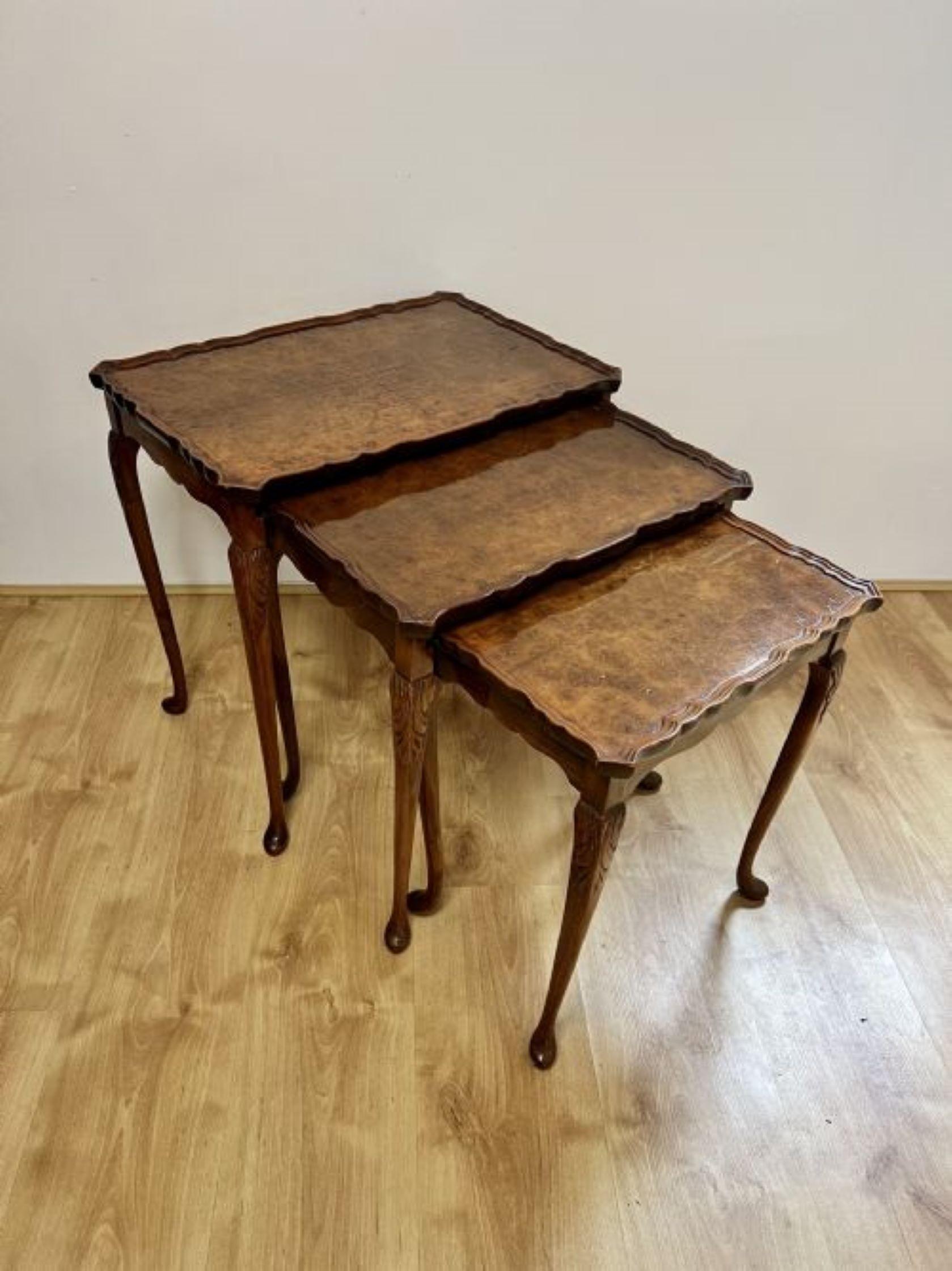 Fantastic quality antique burr walnut nest of tables For Sale 3