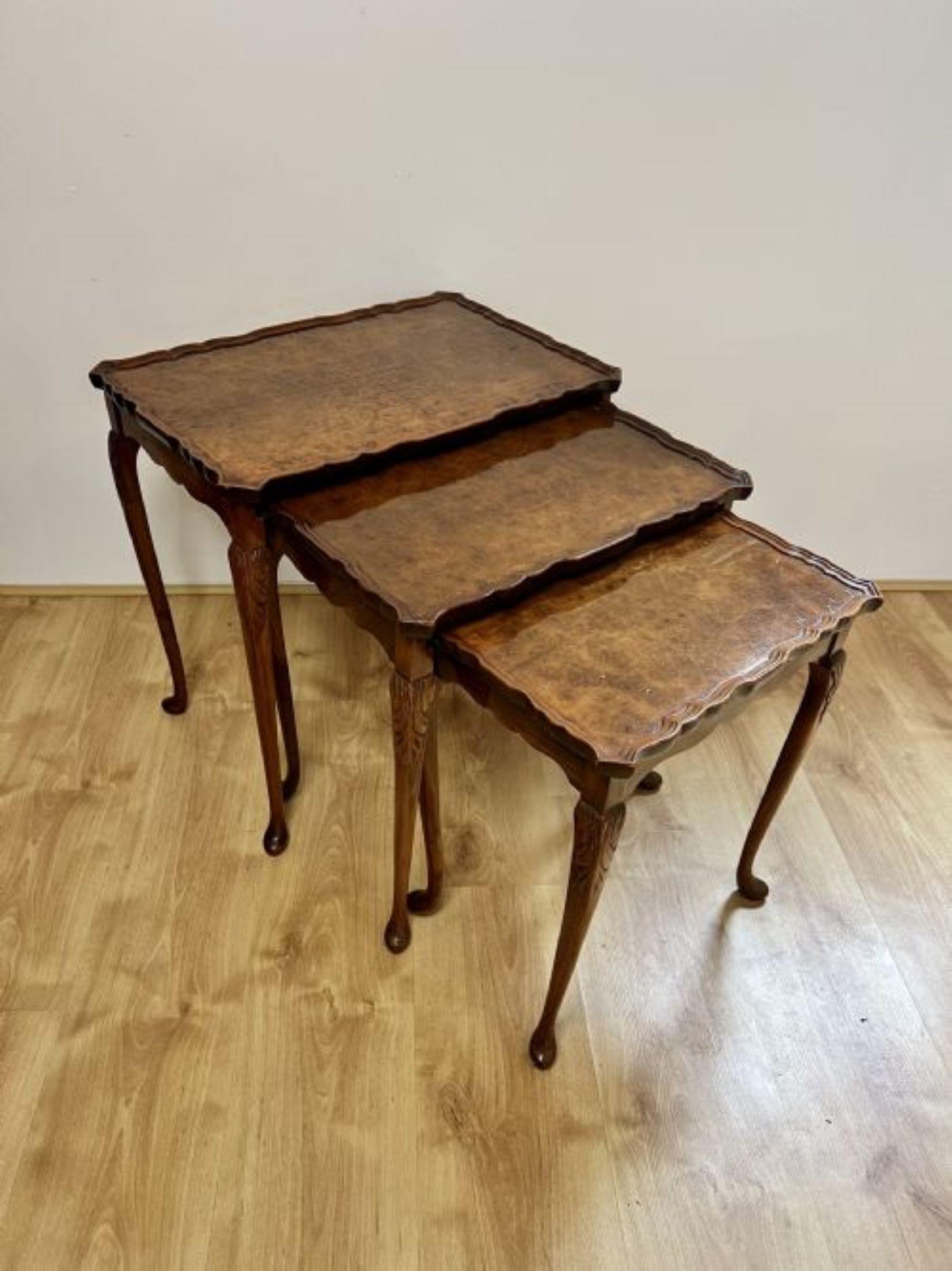 Fantastic quality antique burr walnut nest of tables  For Sale 3