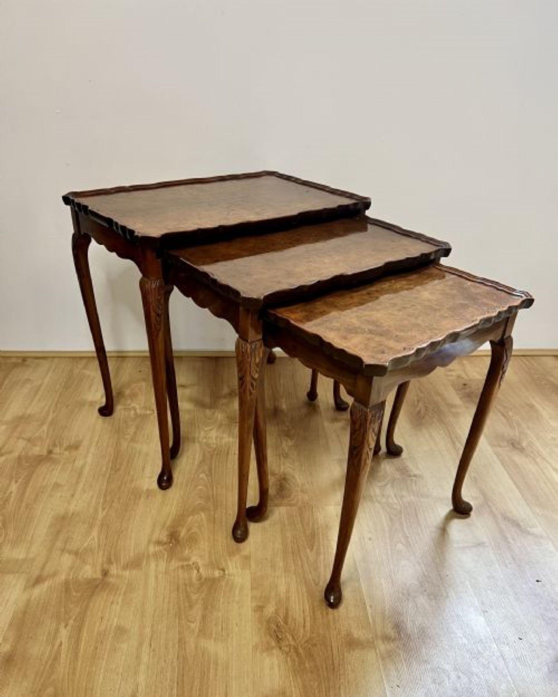 Fantastic quality antique burr walnut nest of tables  For Sale 4