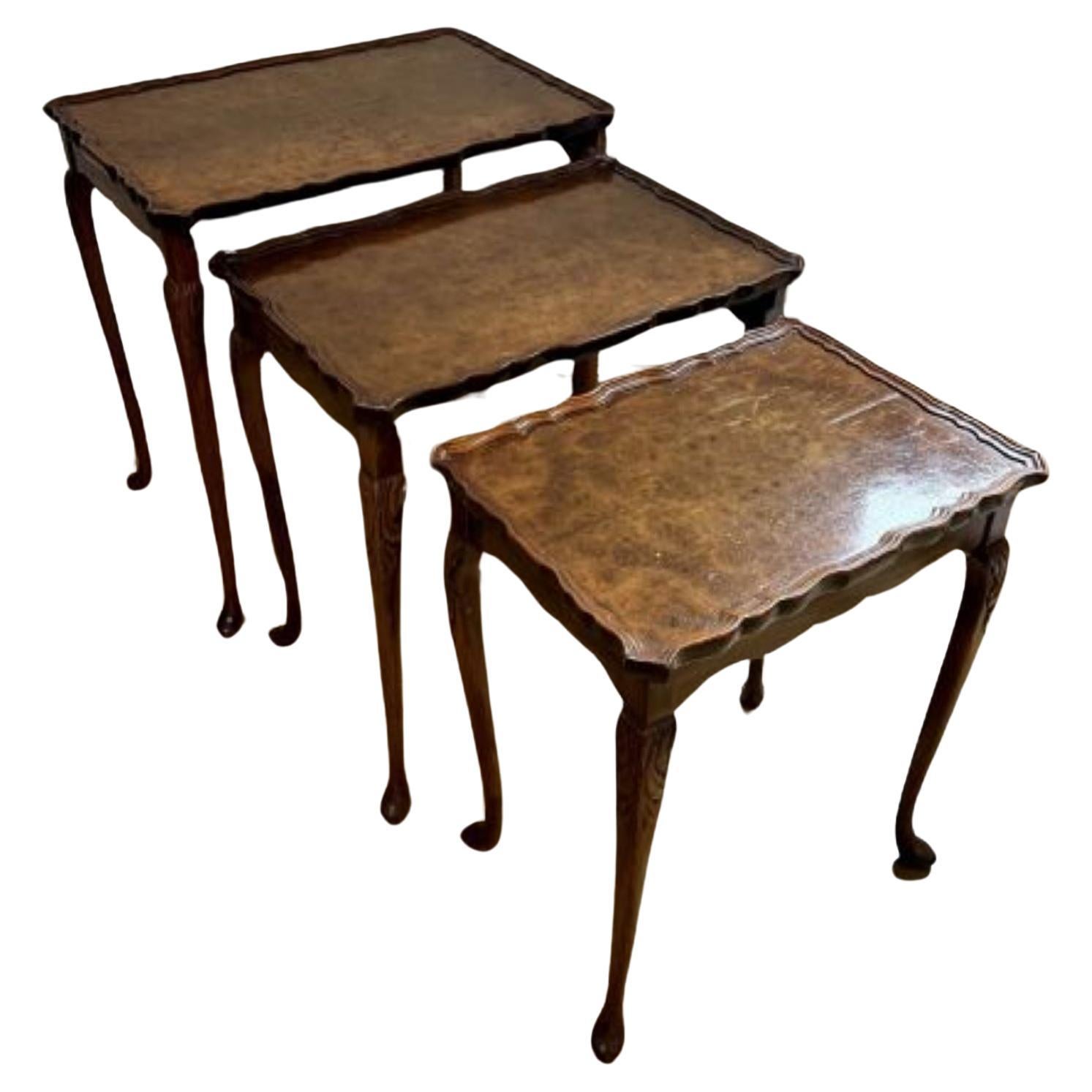 Fantastische Qualität antiker Wurzelnussholz-Tische aus Nussbaumholz 