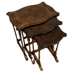 Fantastic quality antique burr walnut nest of three tables