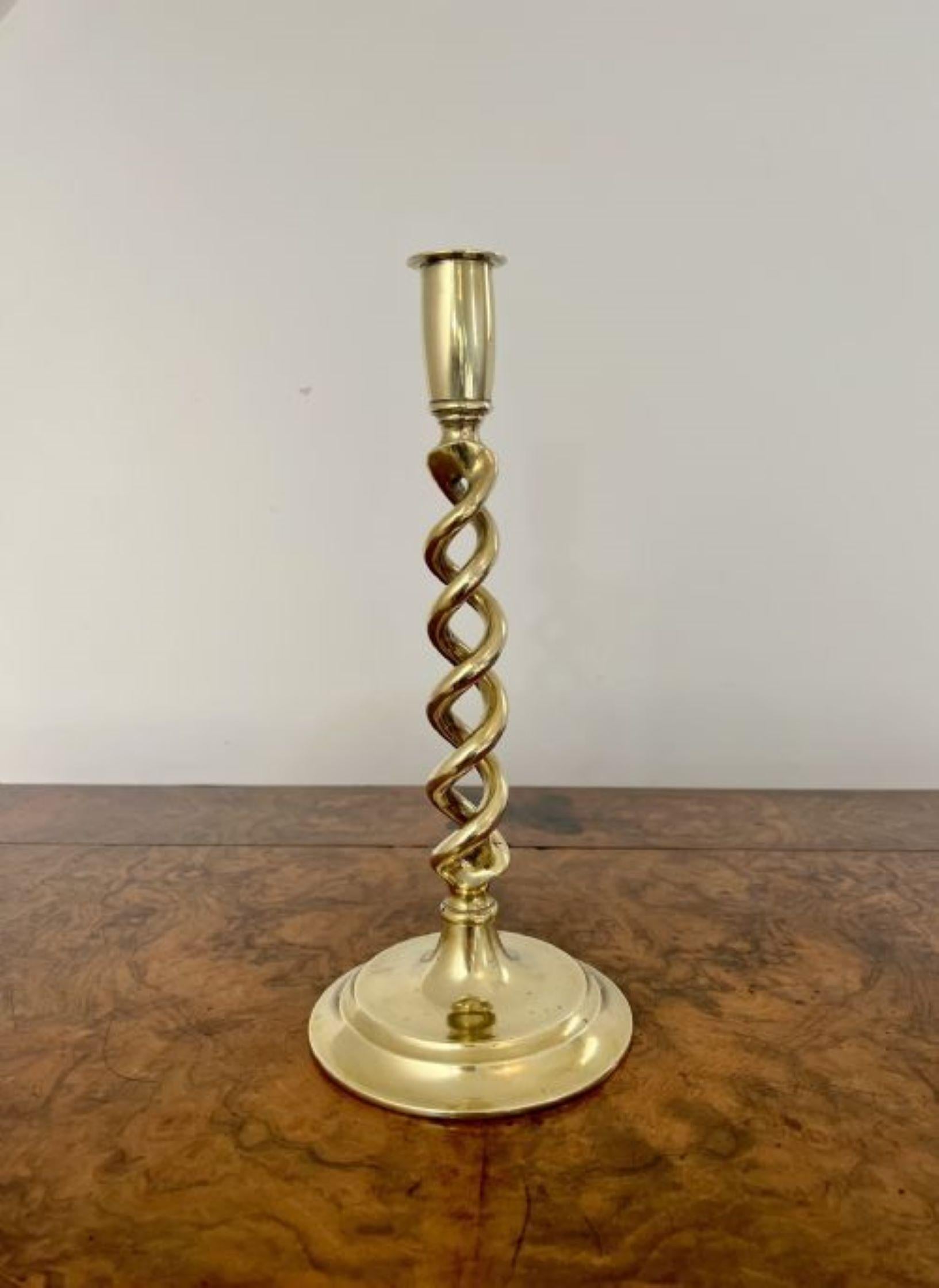 Brass Fantastic quality antique Edwardian brass candlesticks  For Sale