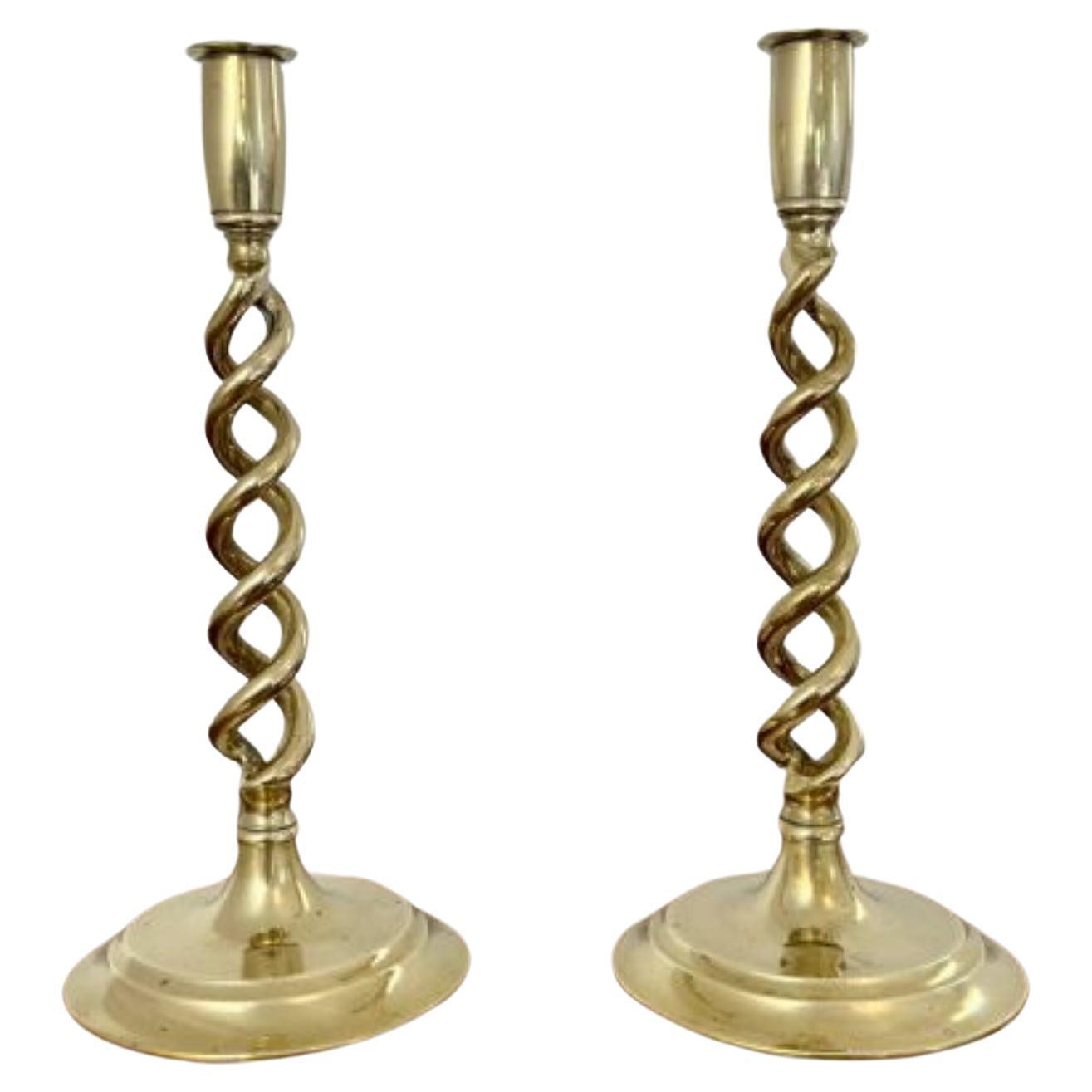 Fantastic quality antique Edwardian brass candlesticks  For Sale