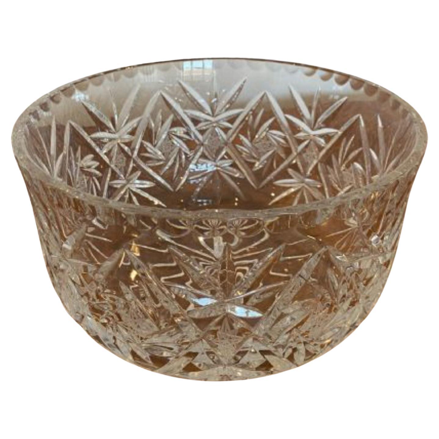 Fantastic Quality Antique Edwardian Cut Glass Fruit Bowl For Sale