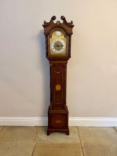 Fantastic quality antique Edwardian mahogany inlaid chiming grandmother clock