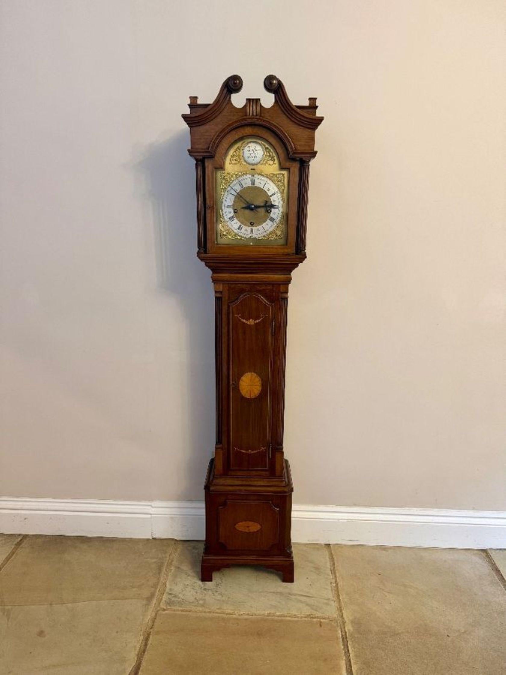 Fantastische Qualität antiken edwardianischen Mahagoni Intarsien läuten Großmutter Uhr