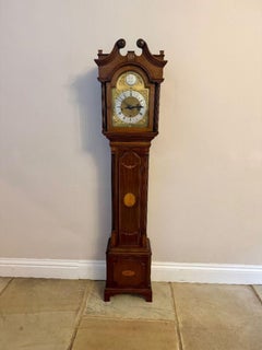Fantastic quality antique Edwardian mahogany inlaid chiming grandmother clock