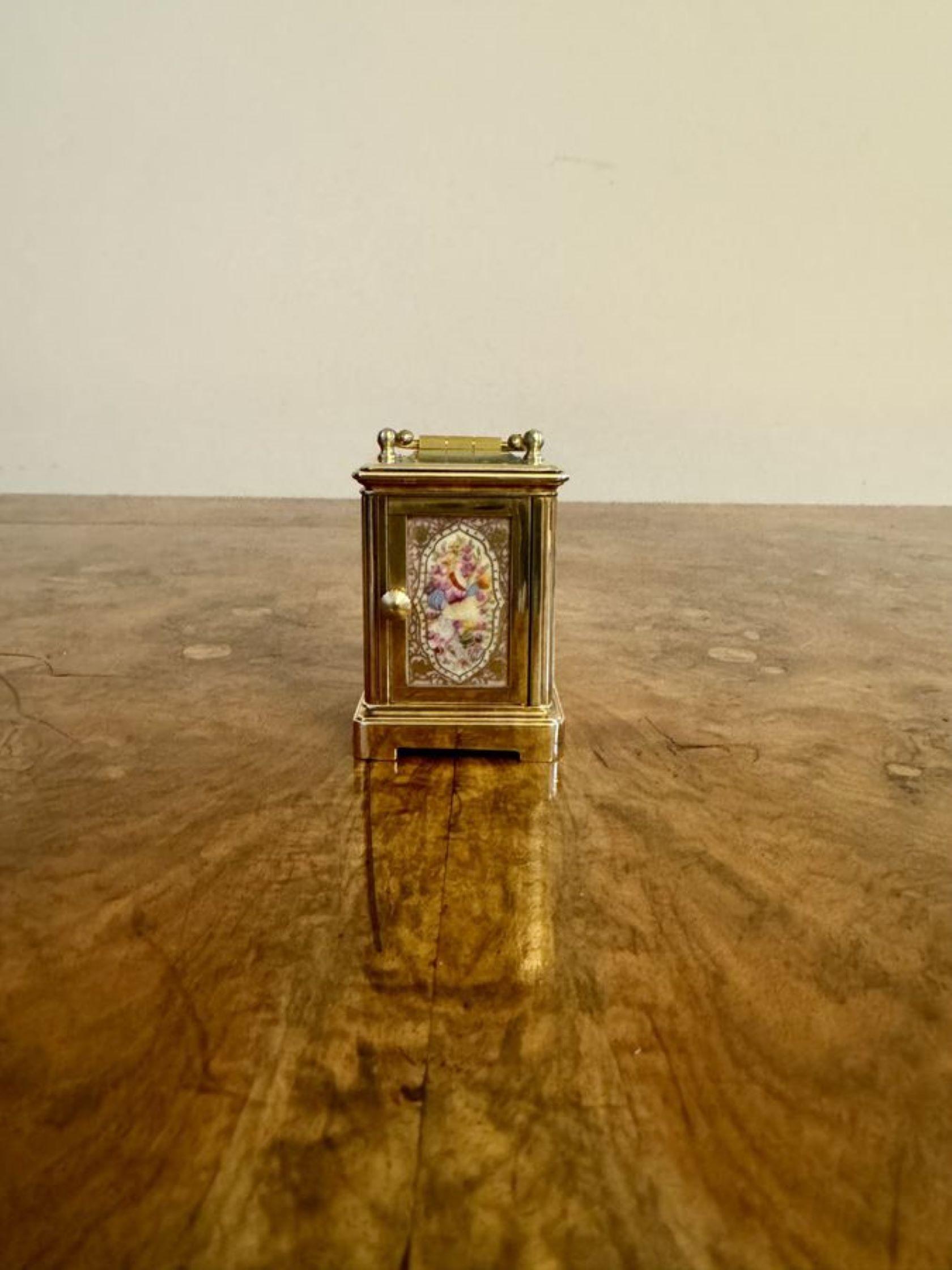 Brass Fantastic quality antique Edwardian miniature carriage clock
