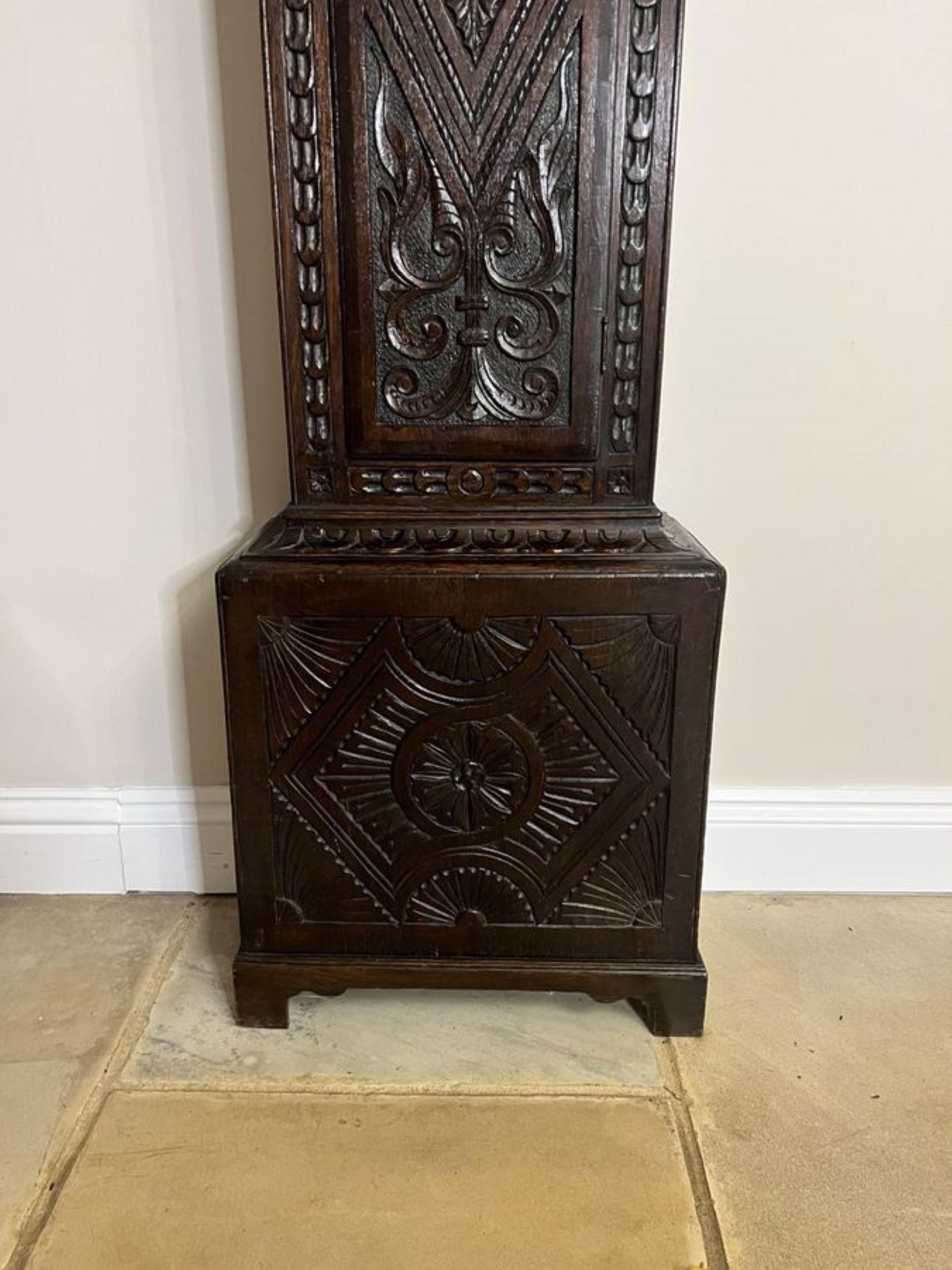 19th Century Fantastic quality Antique George III carved oak long case clock  For Sale