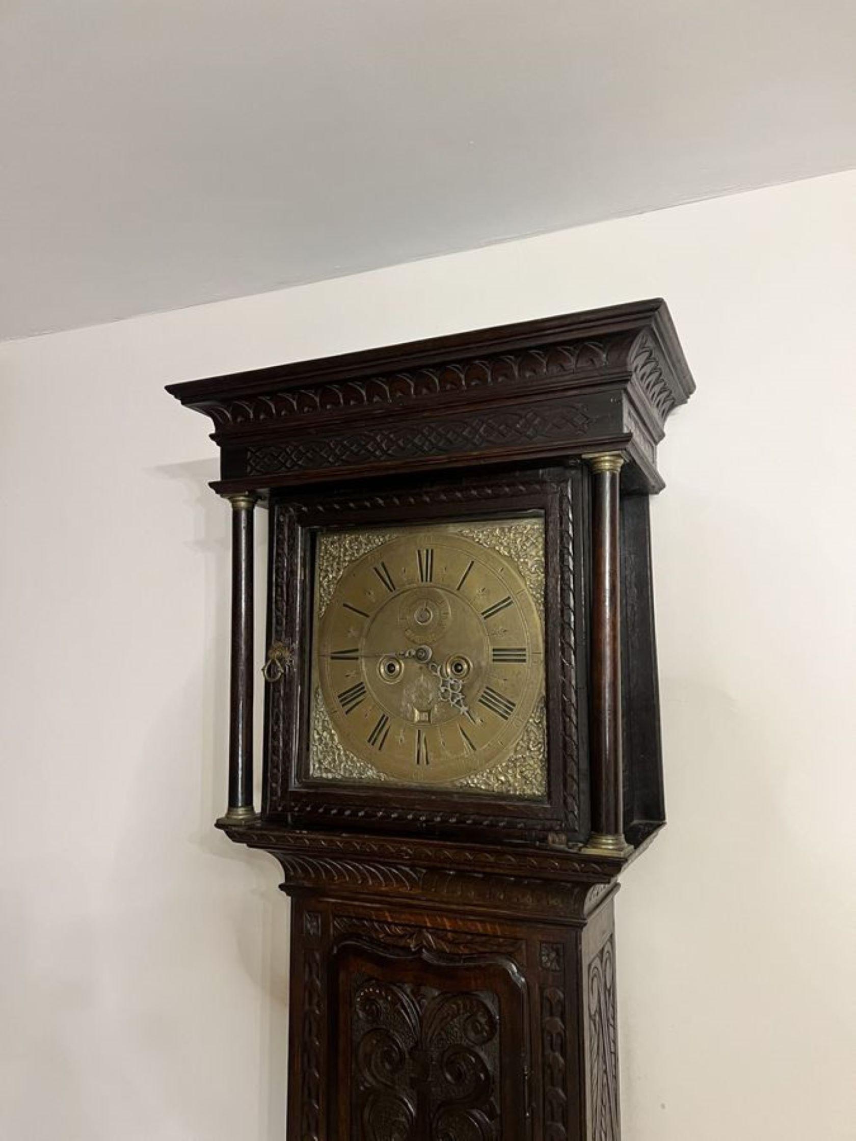 Fantastische Qualität Antike George III geschnitzt Eiche lange Fall Uhr  im Angebot 2