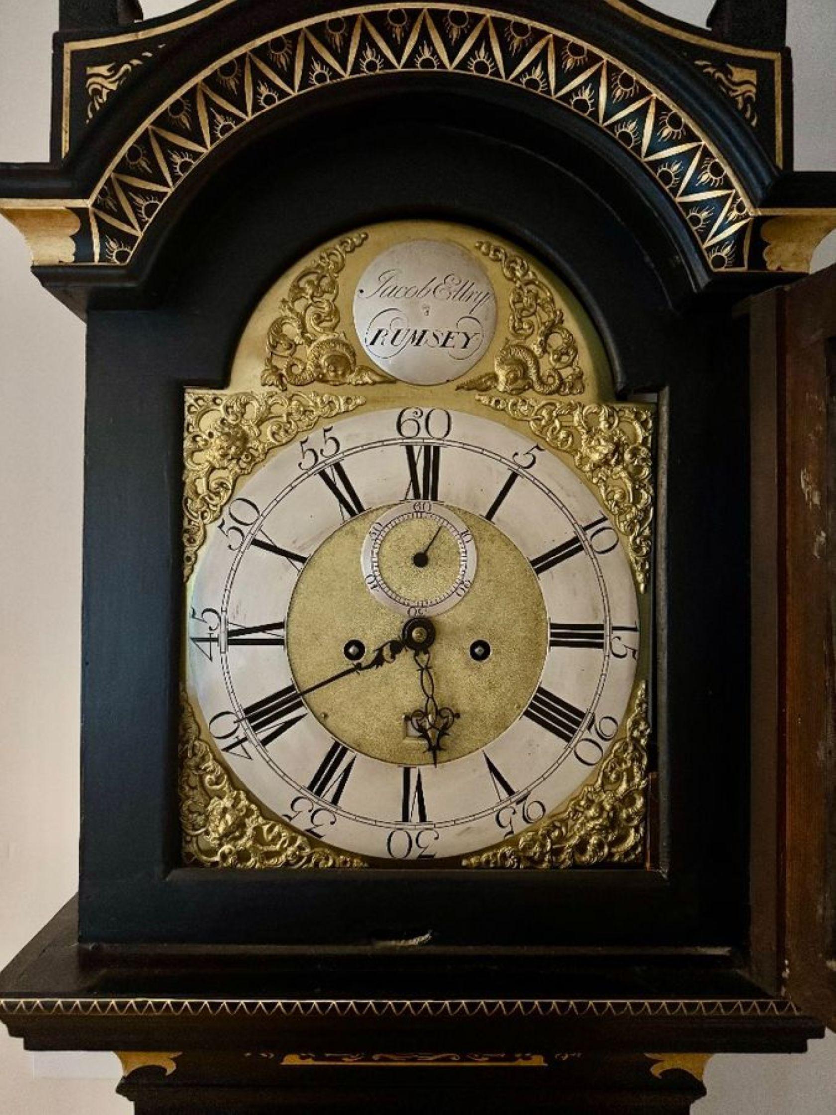 19th Century Fantastic quality antique George III lacquered and chinoiserie longcase clock For Sale